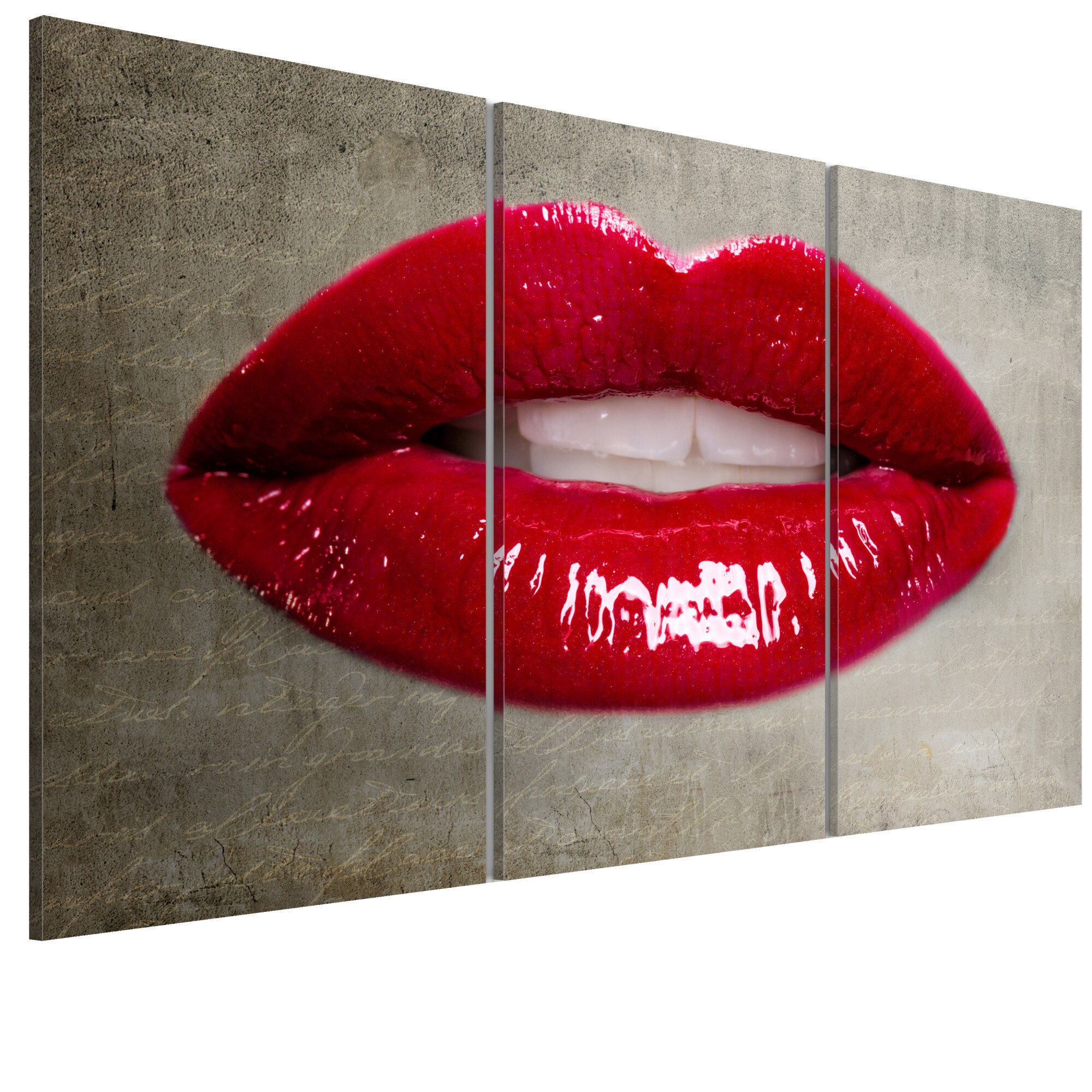 Tablou canvas 3 piese - Buzele feminine - 90 x 60 cm