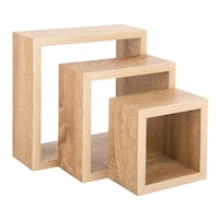 Set 3 rafturi maro deschis in forma de patrat pentru perete , living , dormitor, hol , bucatarie , ATS