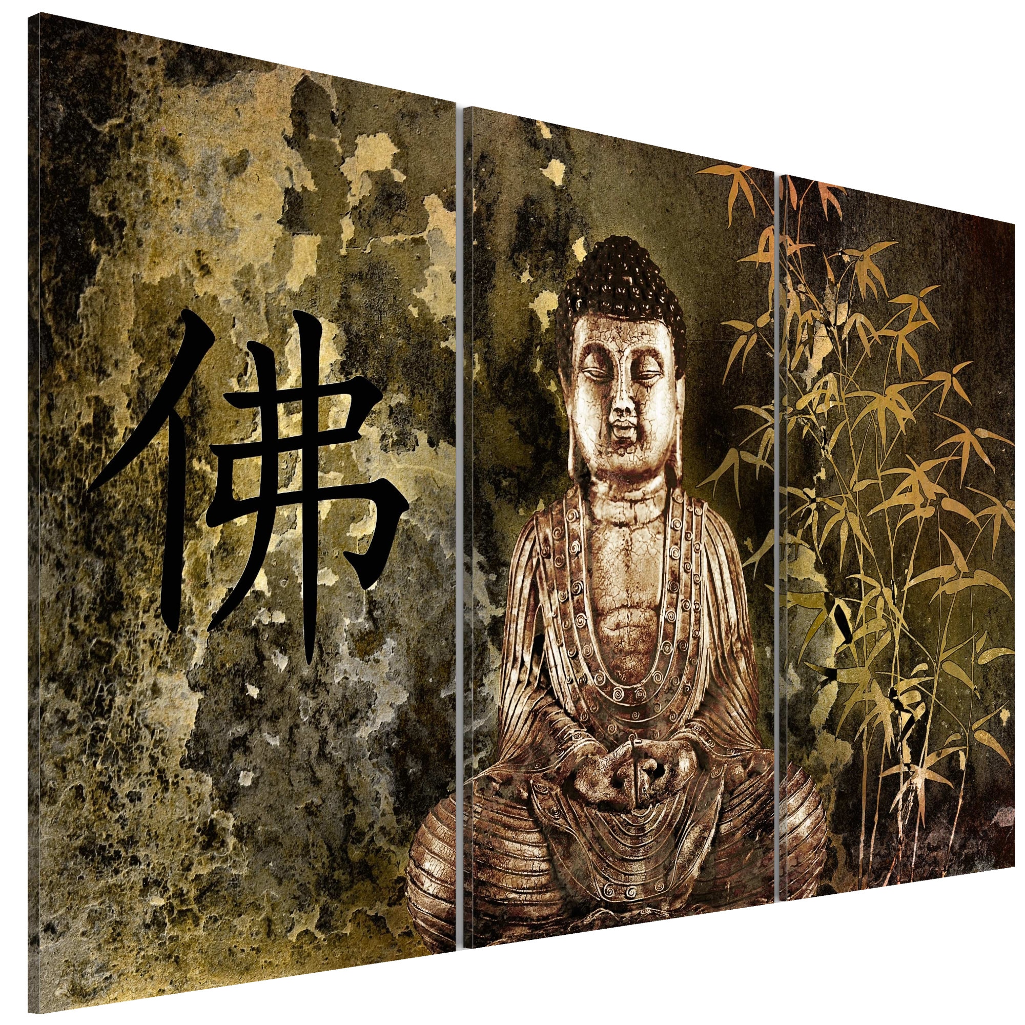 Tablou canvas 3 piese - statuia lui Buddha - 90 x 60 cm