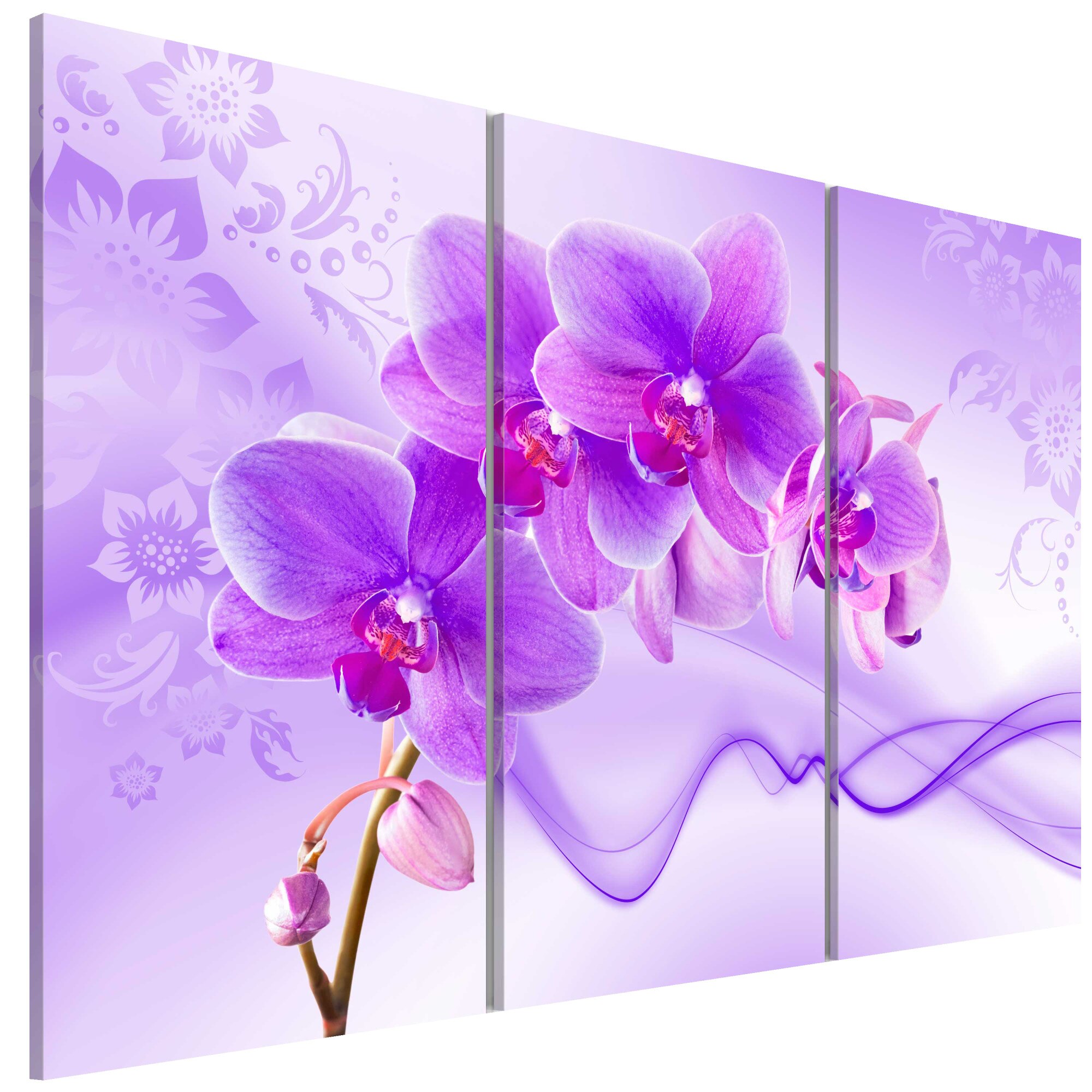 Tablou canvas 3 piese - Violeta orhidee eterica - 90 x 60 cm