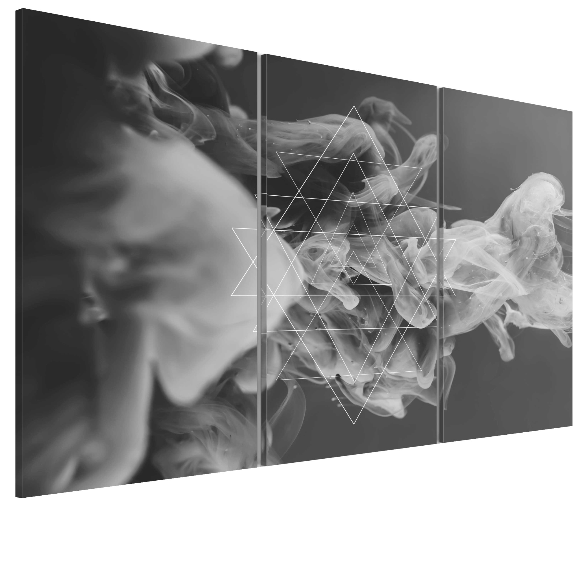 Tablou canvas 3 piese - Fumul Si simetria - 90 x 60 cm