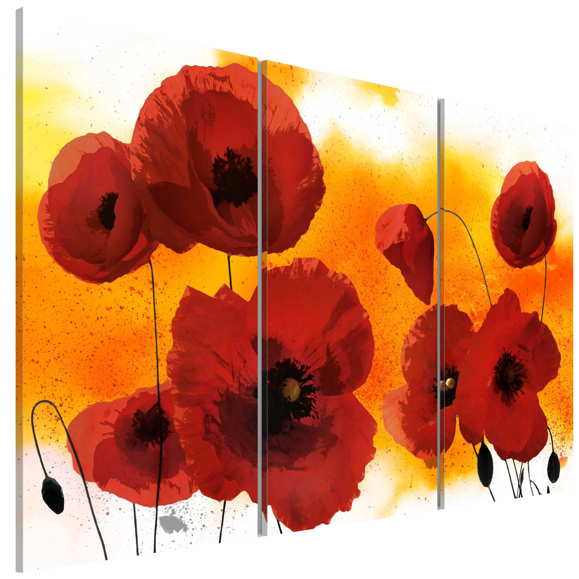 Tablou canvas 3 piese - Dupa-amiaza Insorita Si maci - 90 x 60 cm