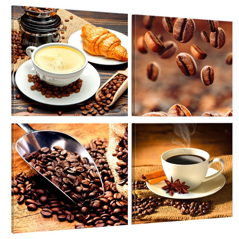 Tablou canvas 4 piese - Cvartetul diminetii - 60 x 60 cm