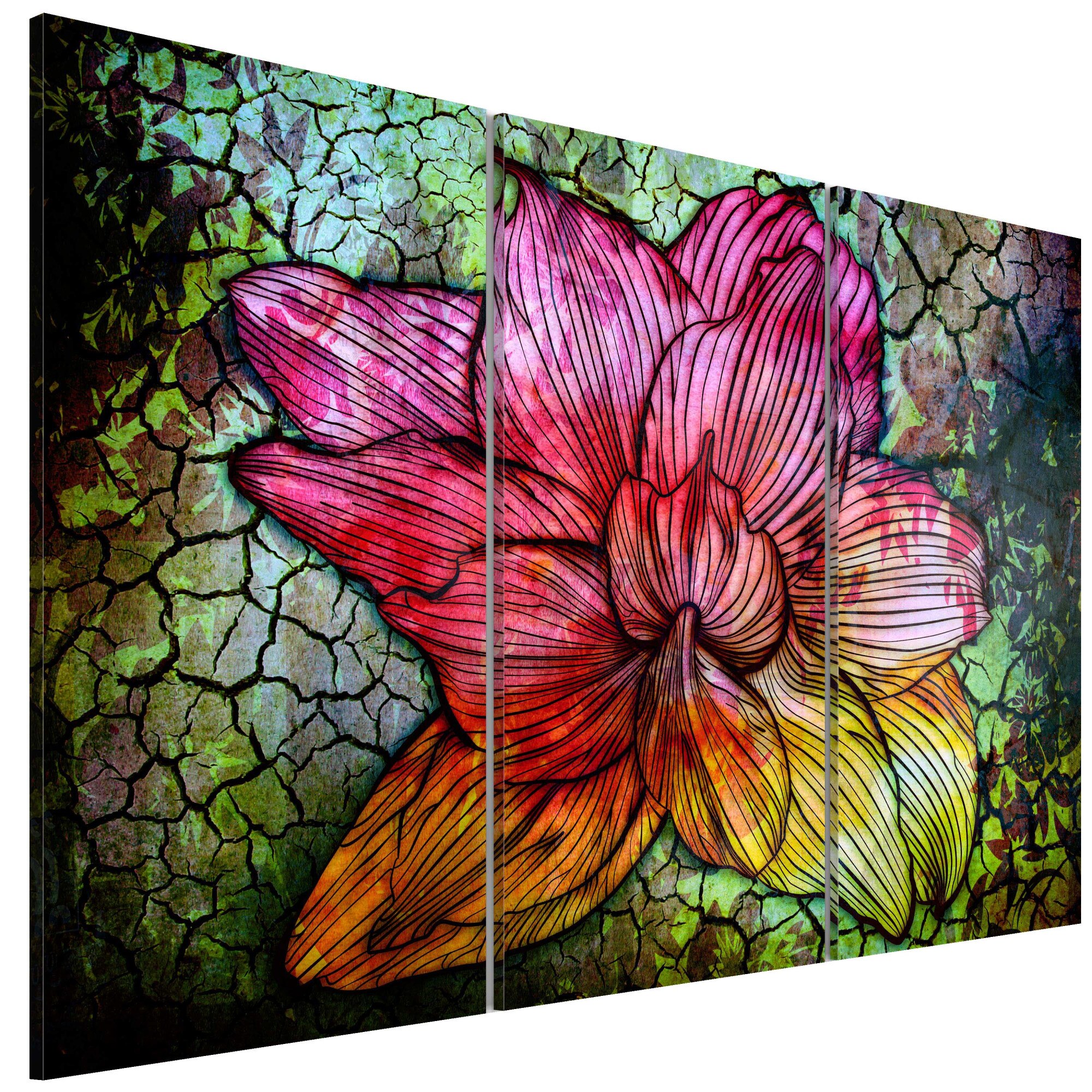 Tablou canvas 3 piese - Arcul a lovit floarea abstracta - 90 x 60 cm