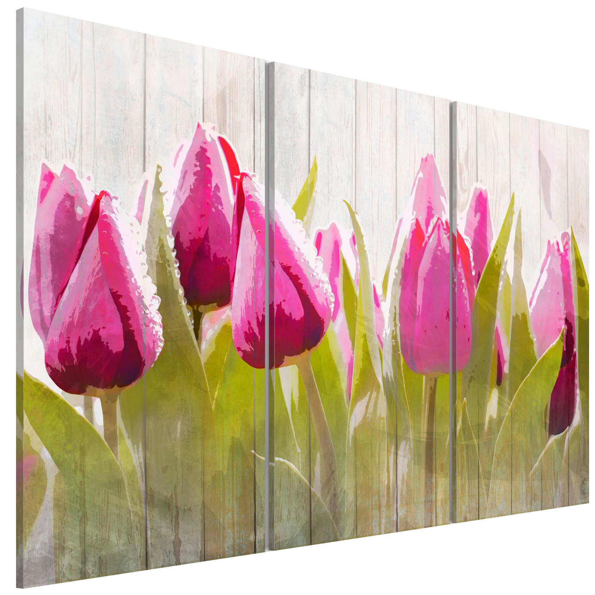 Tablou canvas 3 piese - Buchet de primavara cu lalele - 90 x 60 cm