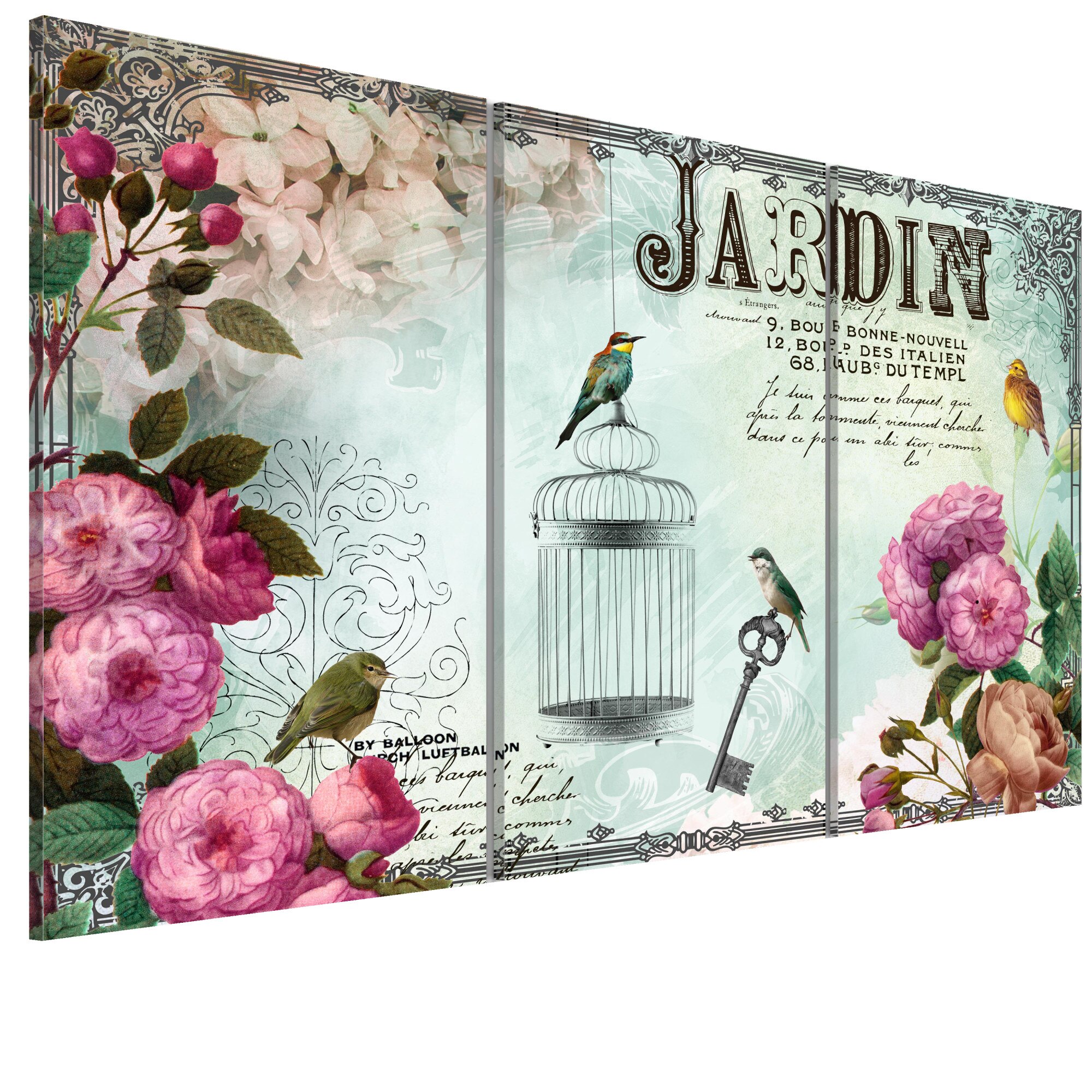 Tablou canvas 3 piese - Jardin - 90 x 60 cm