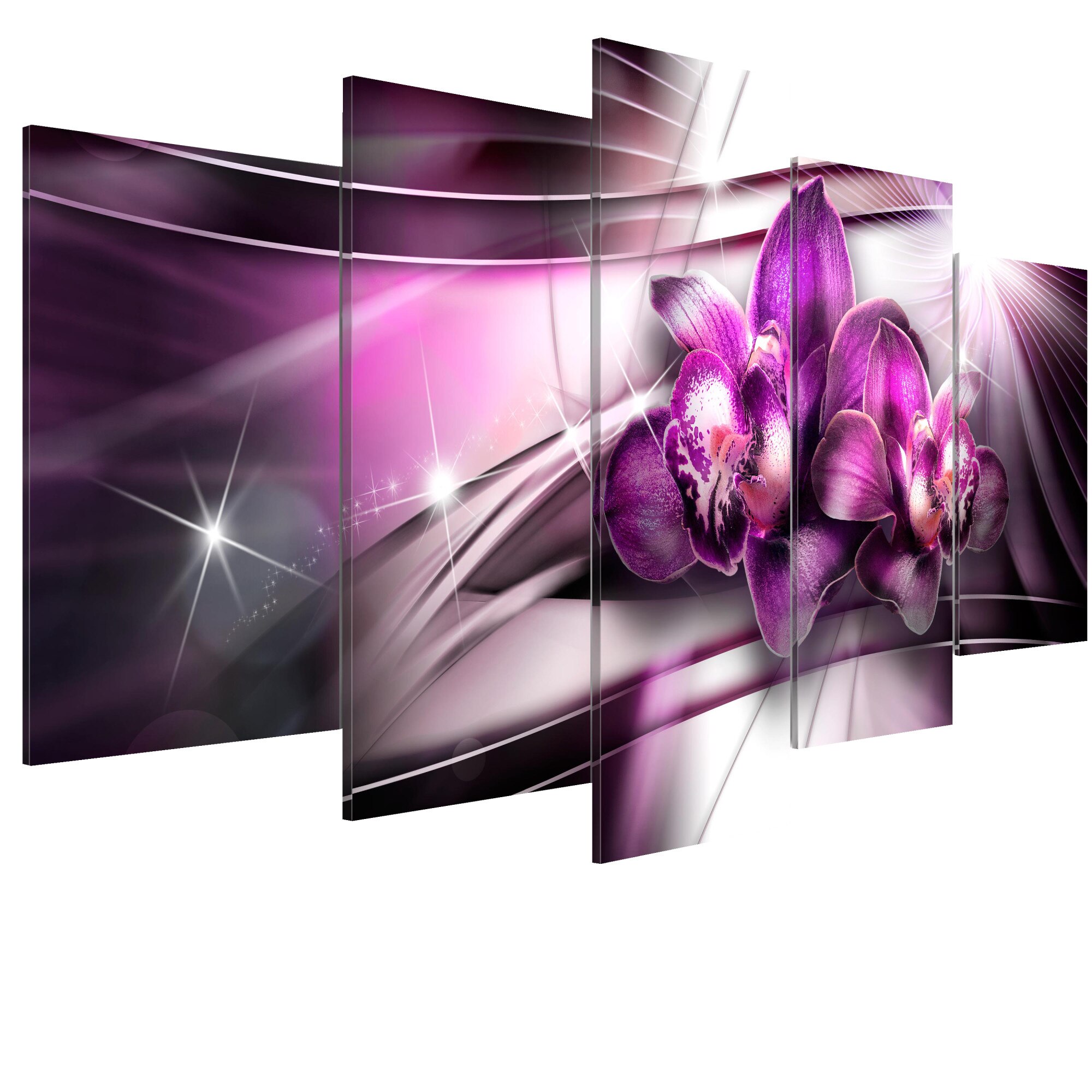 Tablou canvas 5 piese - Tandem Amaranthine - 200 x 100 cm