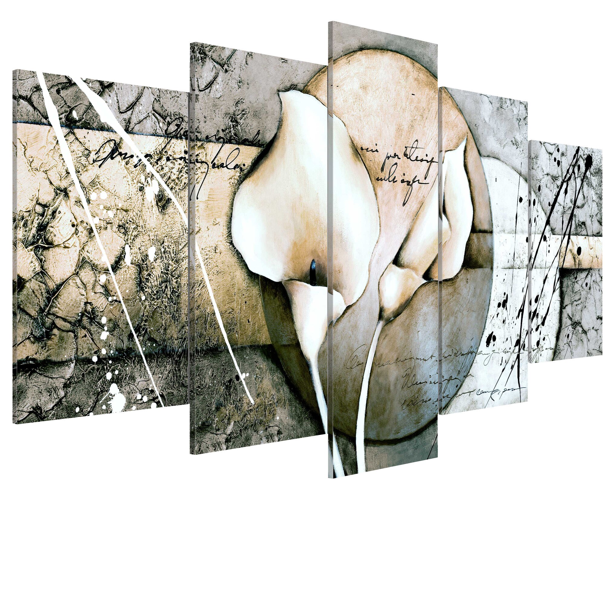 Tablou canvas 5 piese - Secretul lui Calla Lily Gray - 100 x 50 cm