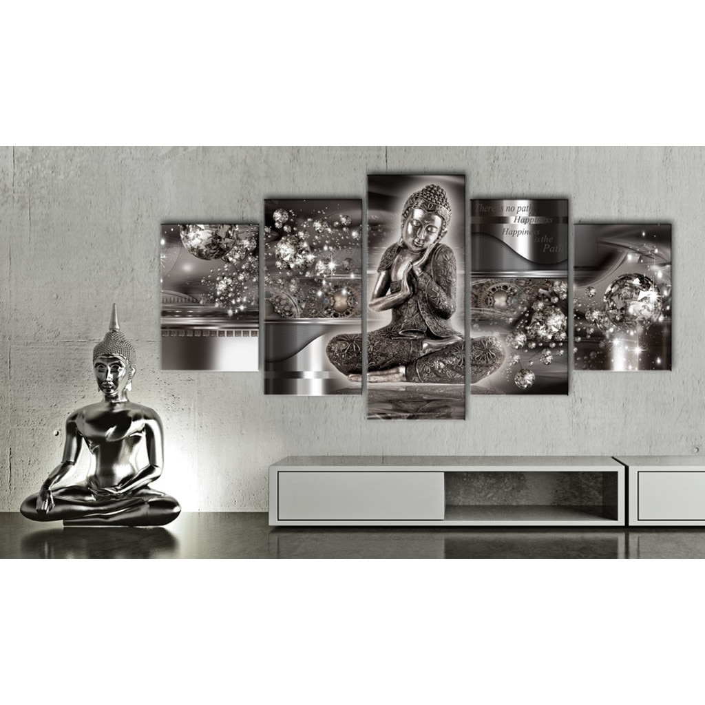 Tablou canvas 5 piese - Seninatate de argint - 100 x 50 cm