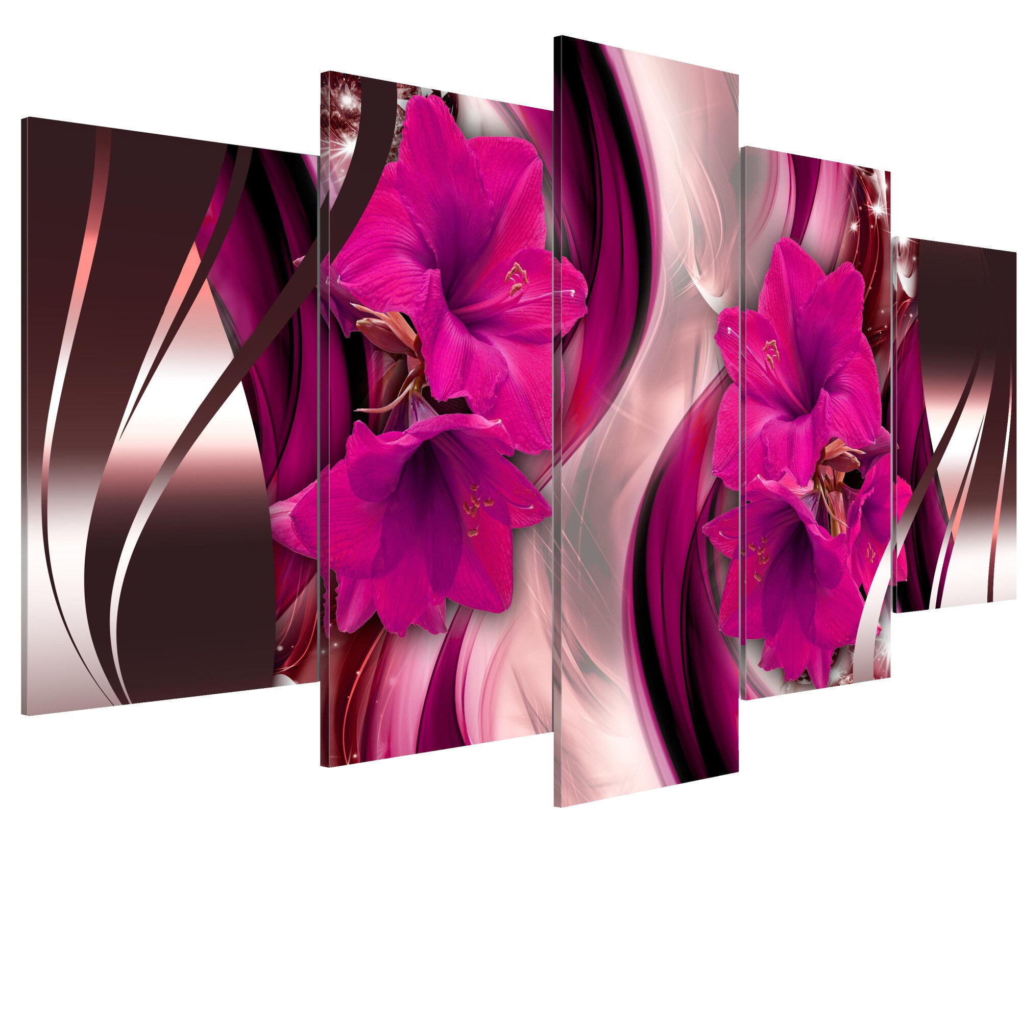 Tablou canvas 5 piese - Seara Fuchsia - 100 x 50 cm