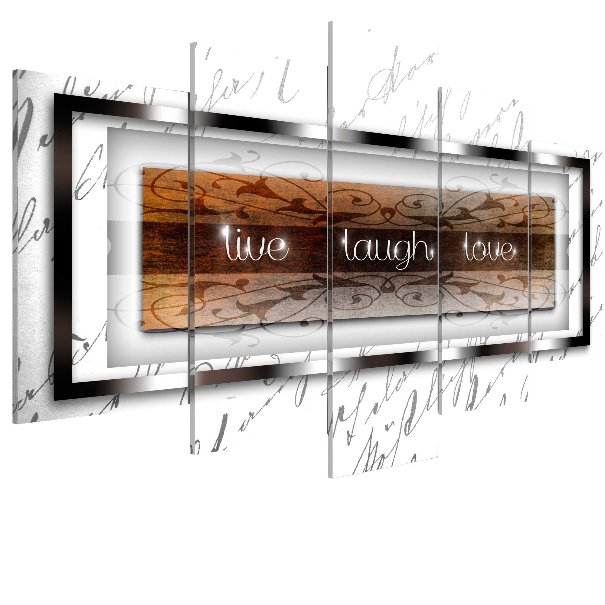 Tablou canvas 5 piese - TraieSte, rade, iubeSte albul - 100 x 50 cm