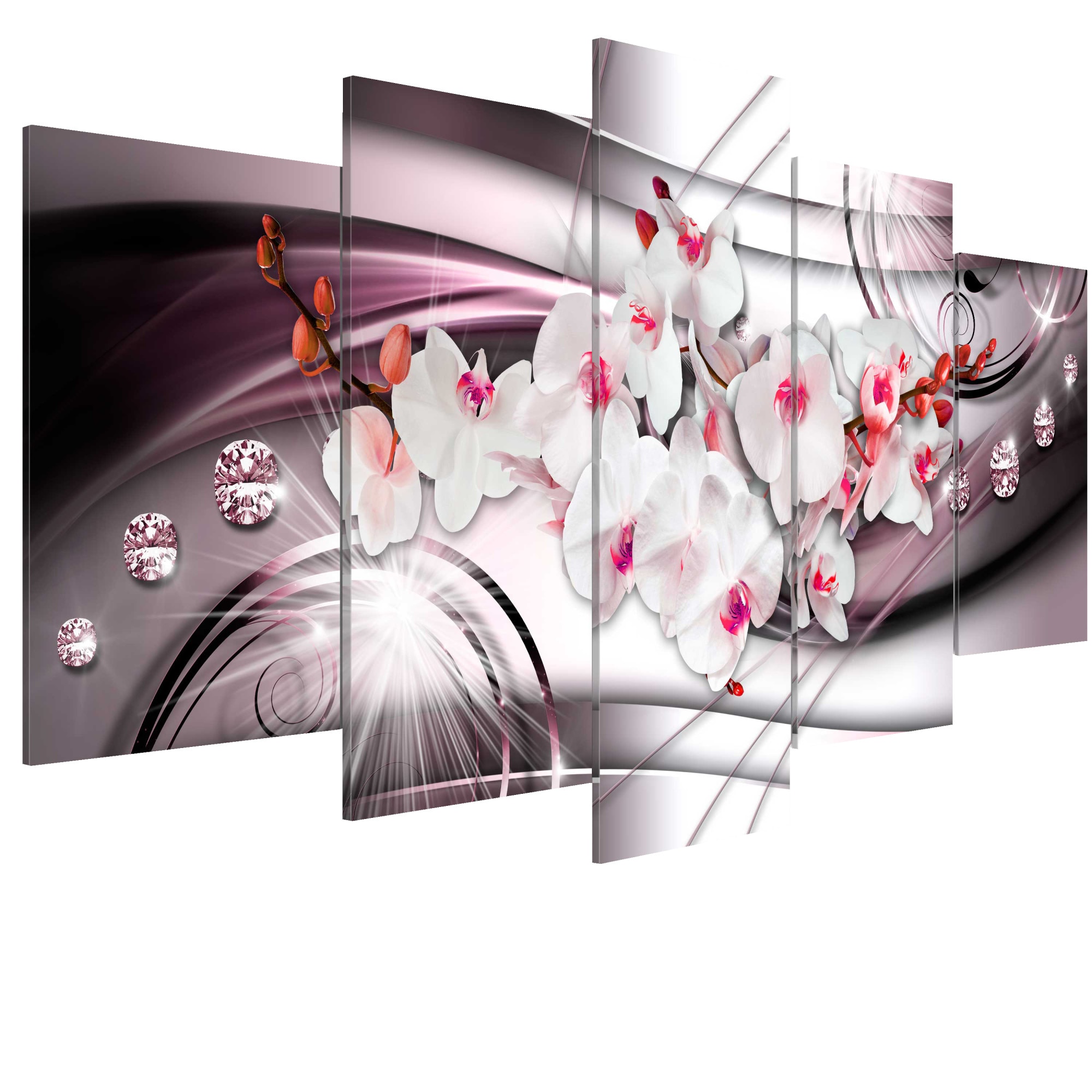 Tablou canvas 5 piese - Tinta de Orhidee - 200 x 100 cm