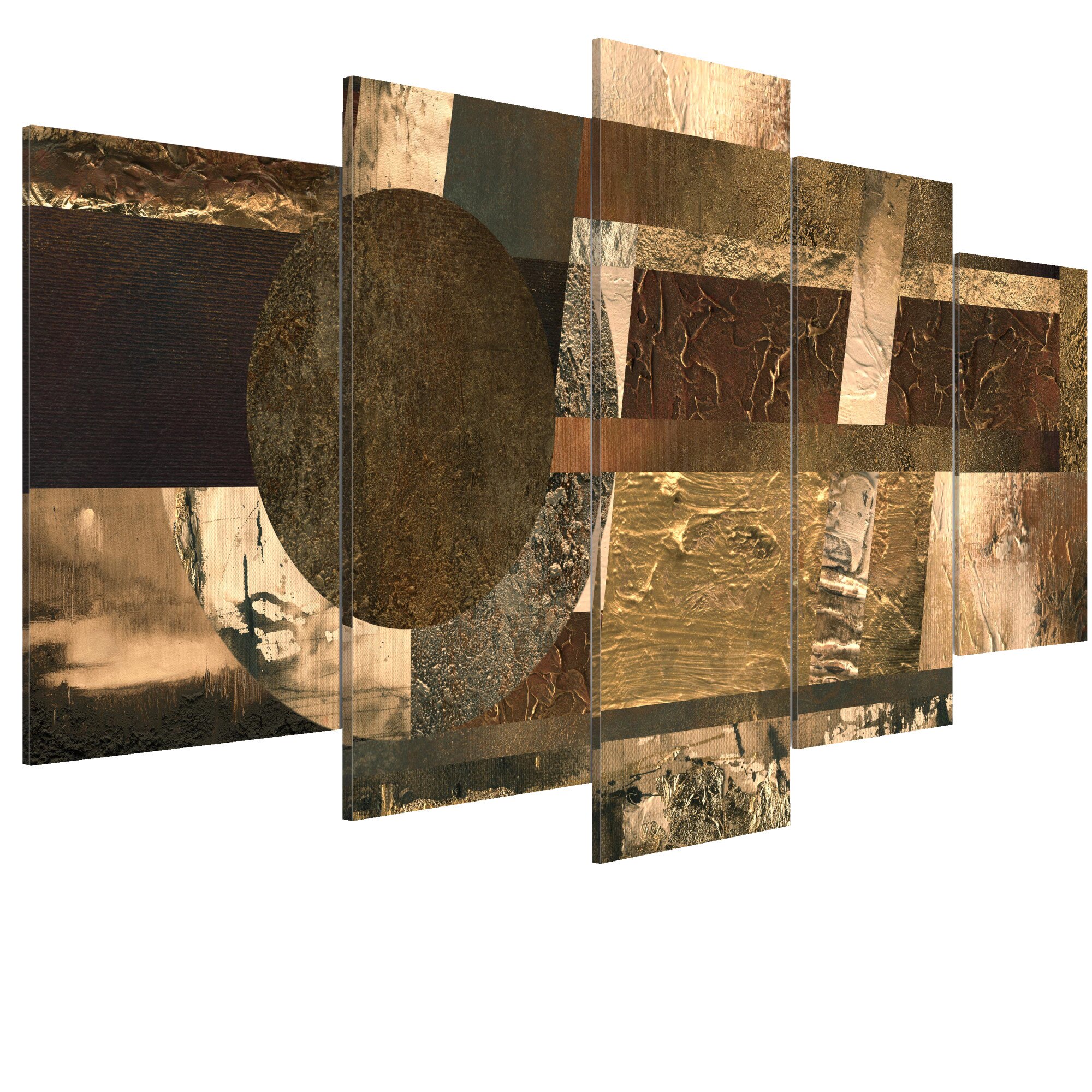 Tablou canvas 5 piese - stea de aur - 100 x 50 cm