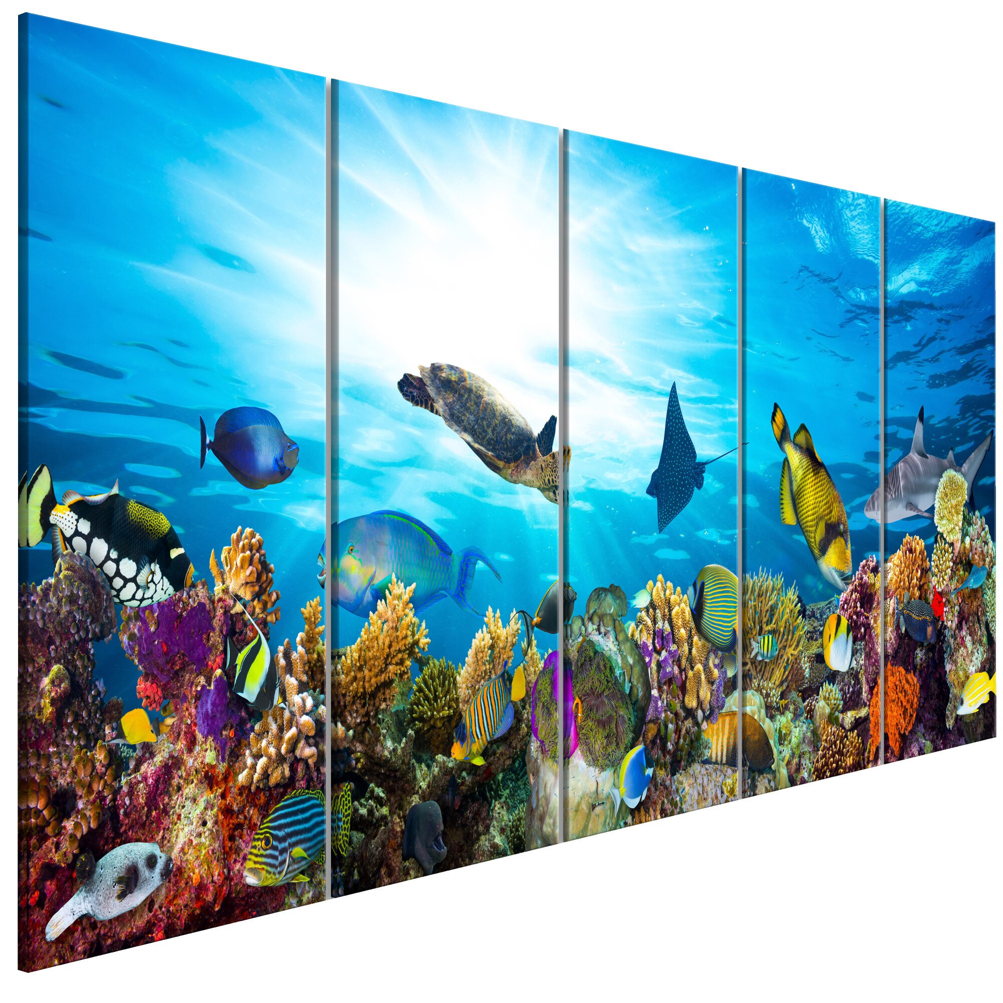 Tablou canvas 5 piese - Coral Reef Ingust - 225 x 90 cm