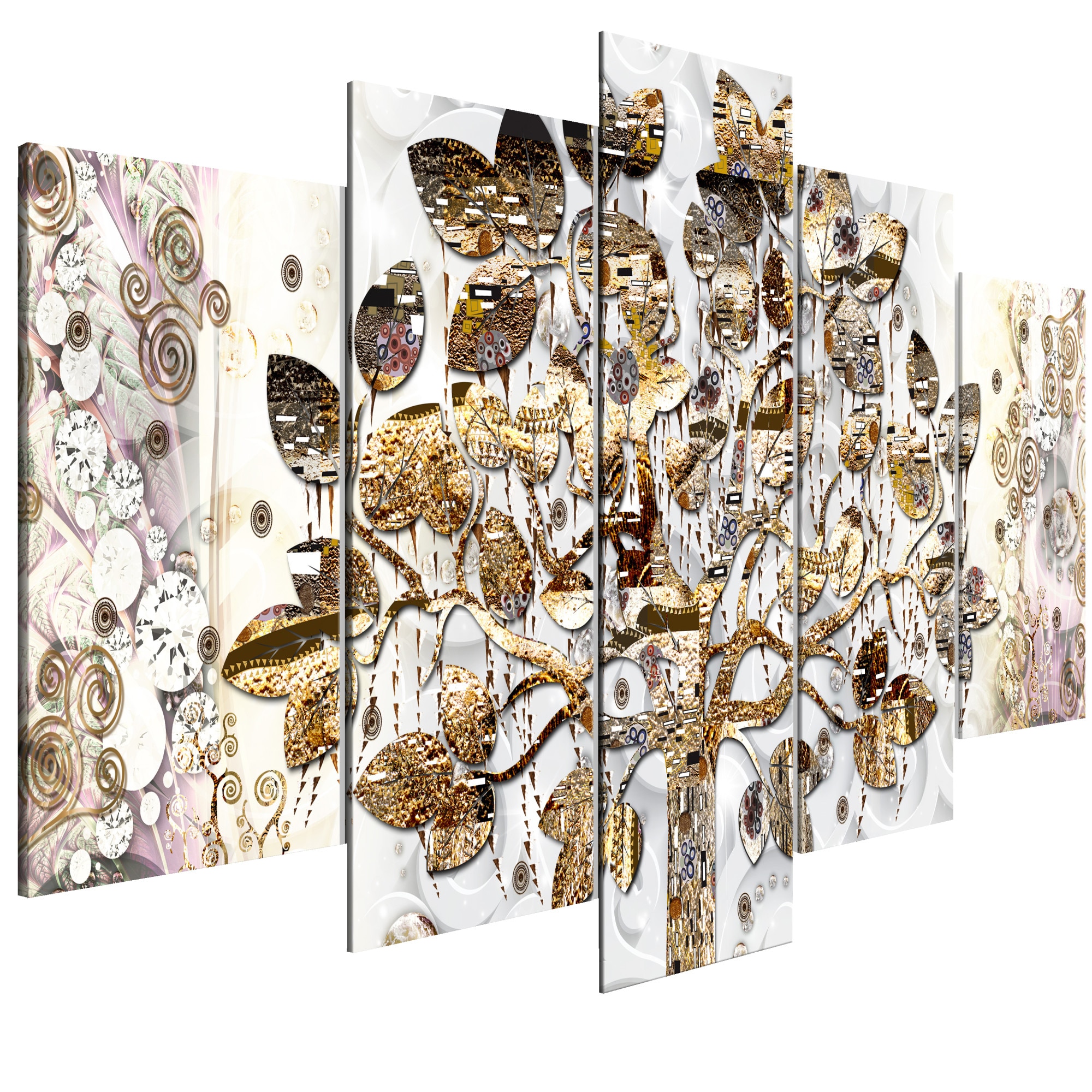 Tablou canvas 5 piese - Arborele fericirii larg - 225 x 100 cm
