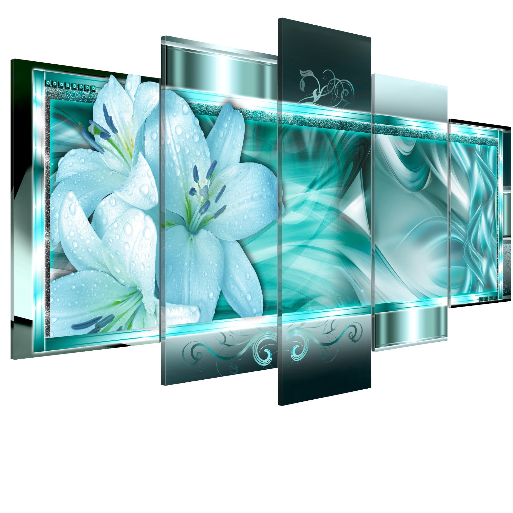 Tablou canvas 5 piese - Vis Azur - 200 x 100 cm