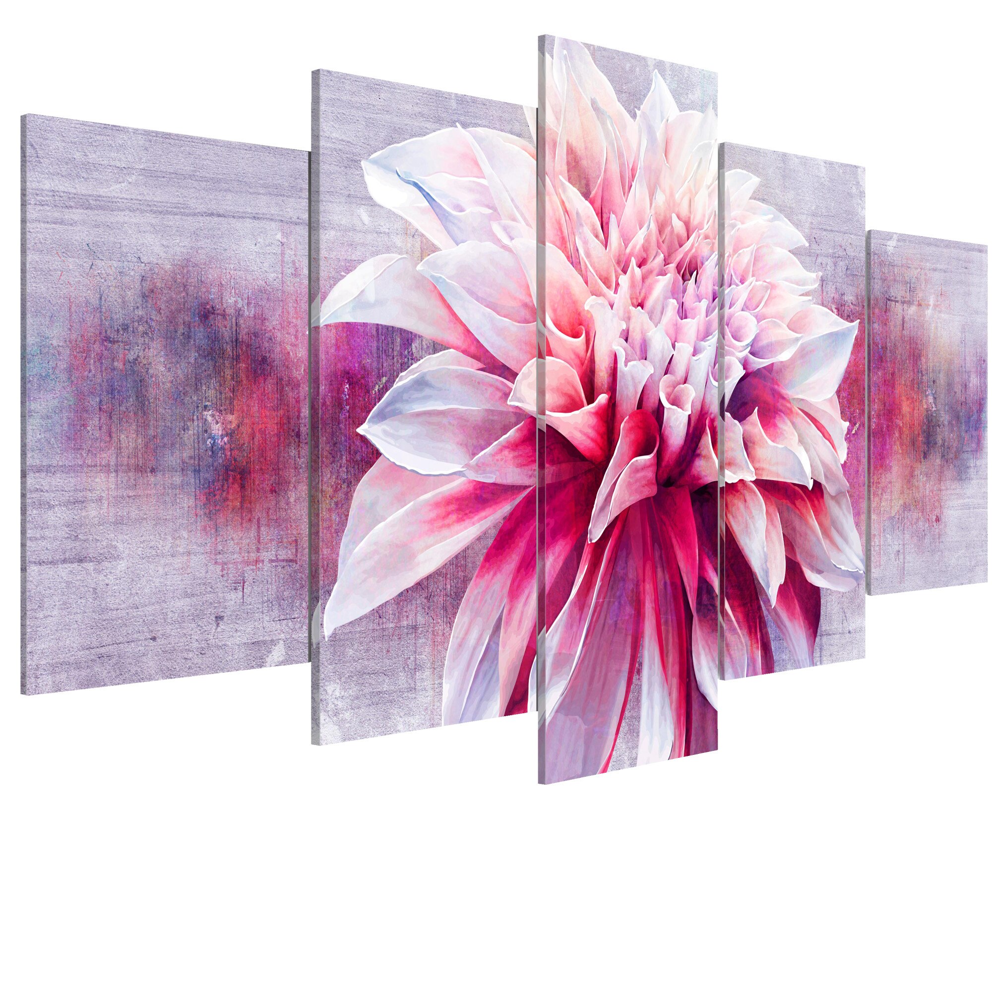 Tablou canvas 5 piese - Violet Dahlia - 100 x 50 cm