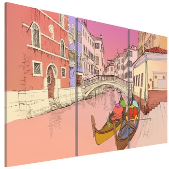 Tablou canvas 3 piese - Gondole romantice - 90 x 60 cm Tablou canvas 3 piese - Gondole romantice - 90 x 60 cm