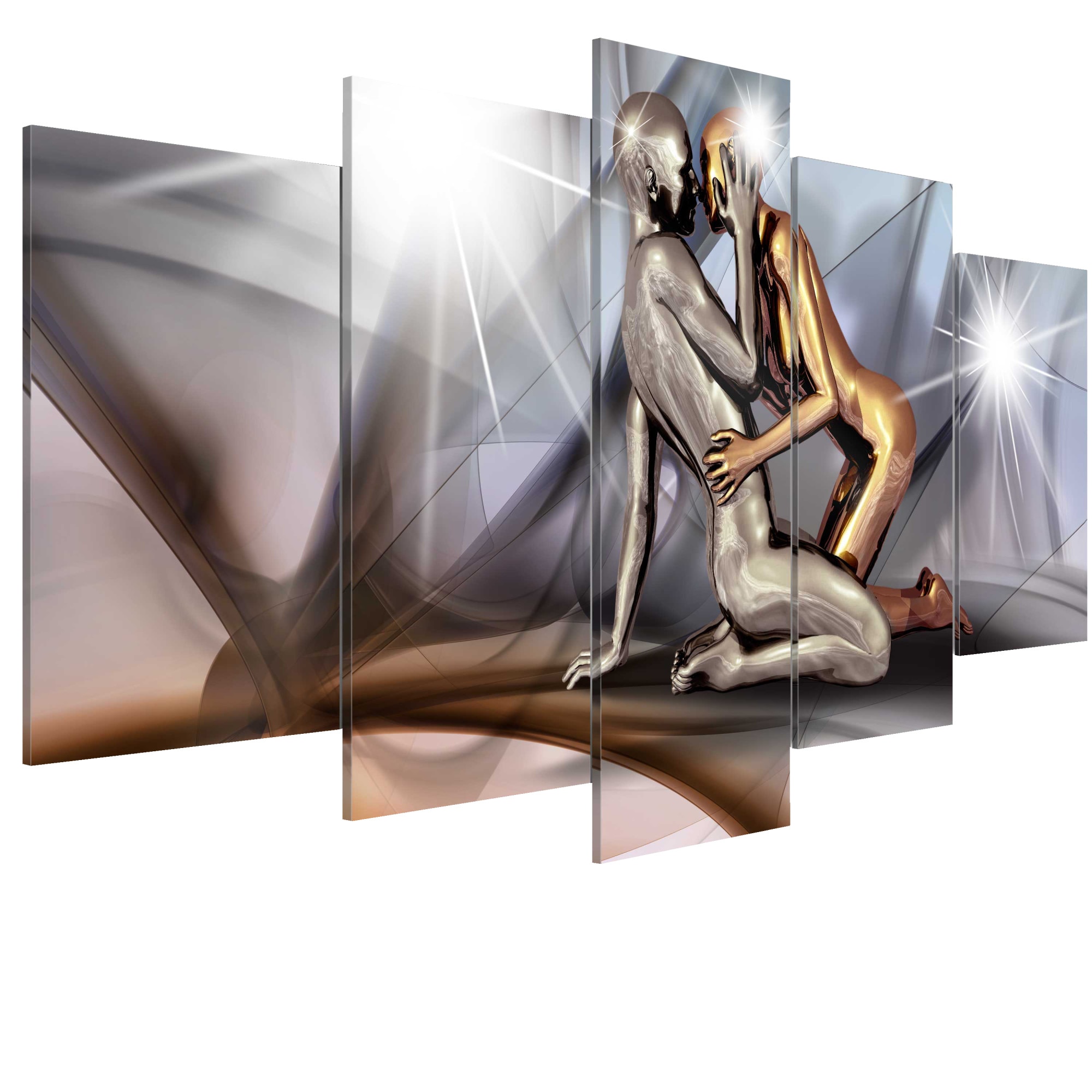 Tablou canvas 5 piese - Cuplu de aur - 200 x 100 cm