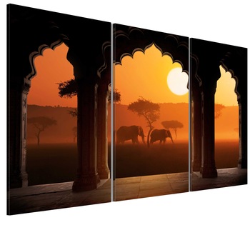 Tablou canvas 3 piese - Tripticul de liniSte al Africii - 90 x 60 cm Tablou canvas 3 piese - Tripticul de liniSte al Africii - 90 x 60 cm