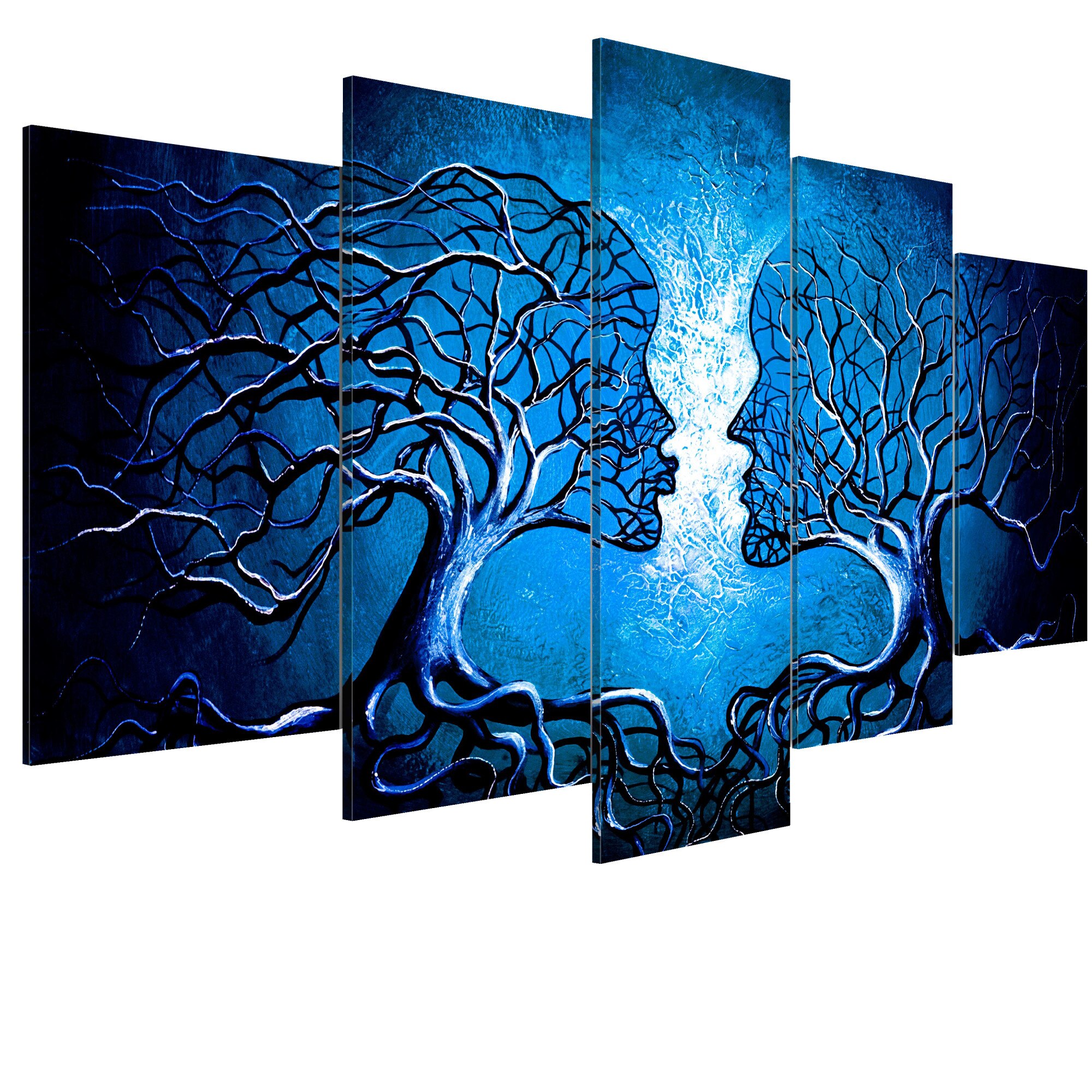 Tablou canvas 5 piese - Sarutul de safir - 100 x 50 cm