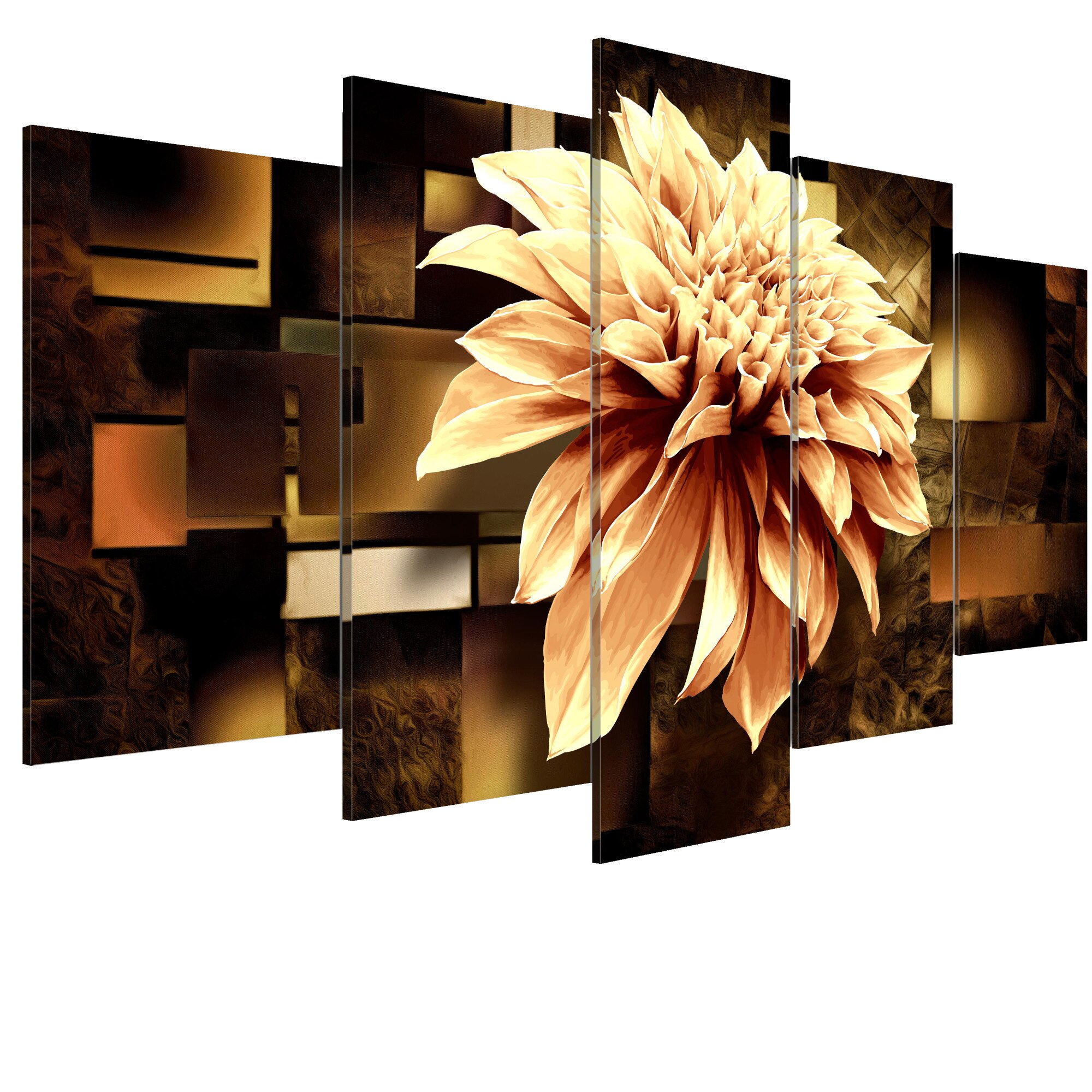 Tablou canvas 5 piese - Royal Dahlia - 100 x 50 cm