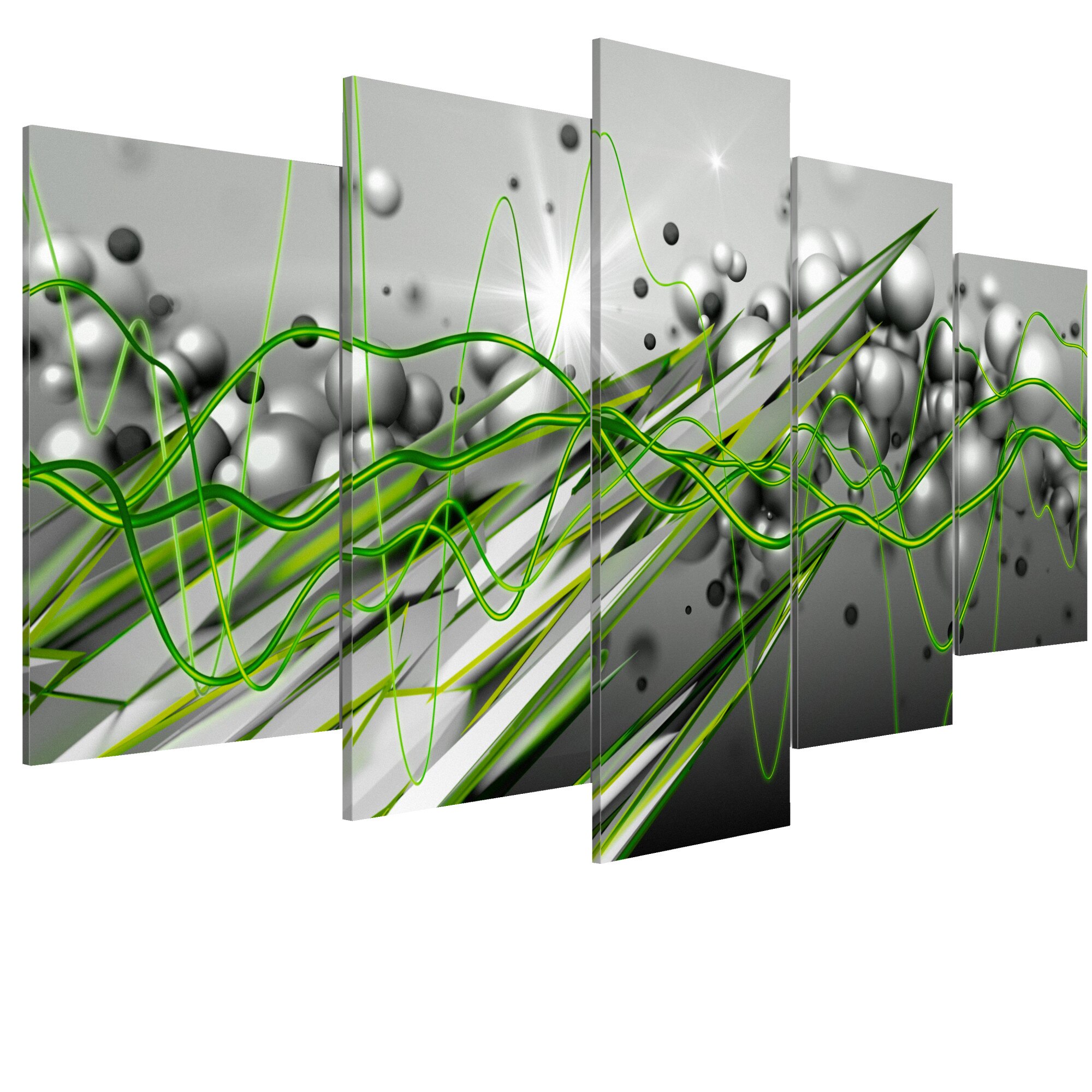 Tablou canvas 5 piese - Ritmul verde - 100 x 50 cm