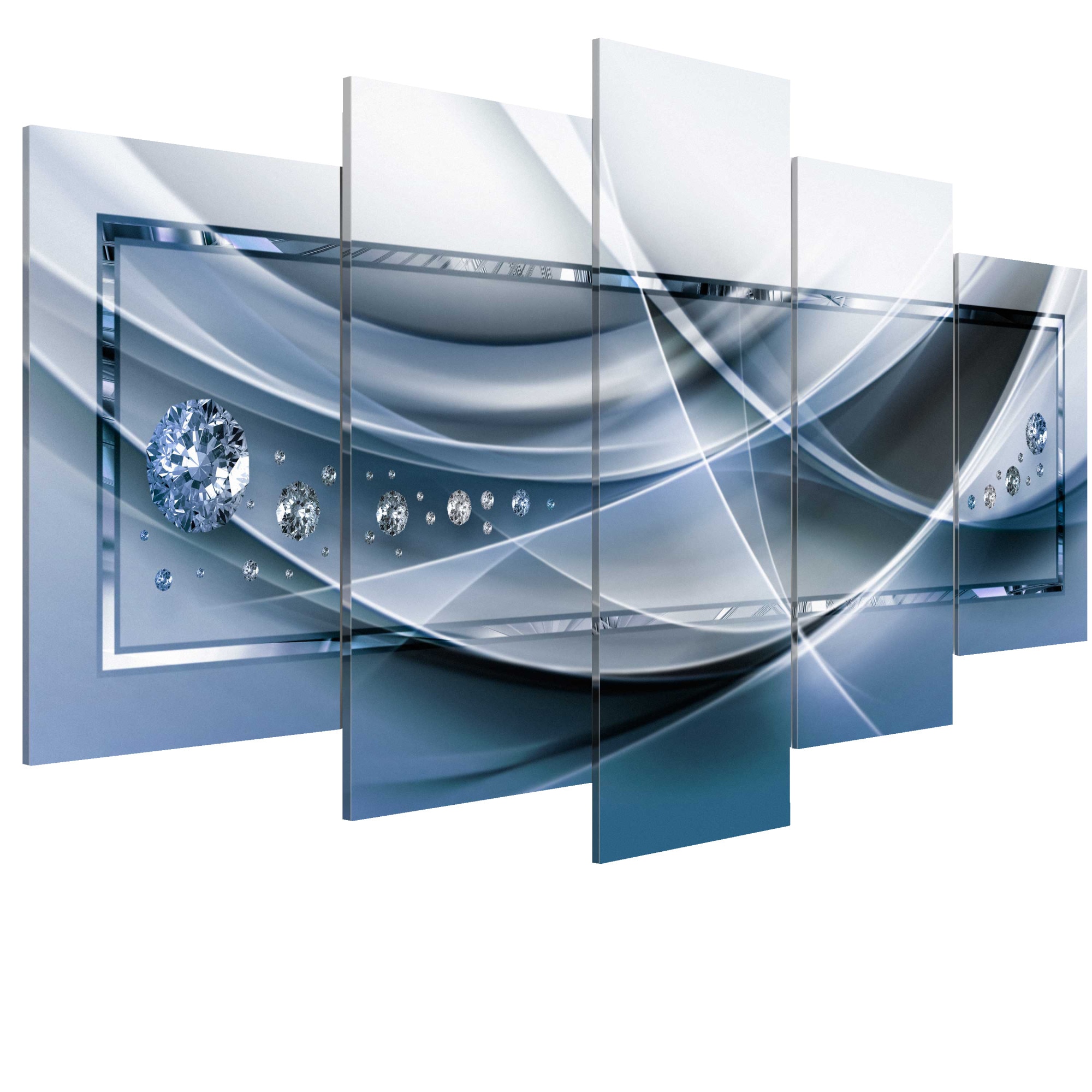Tablou canvas 5 piese - Raze Albastre - 200 x 100 cm