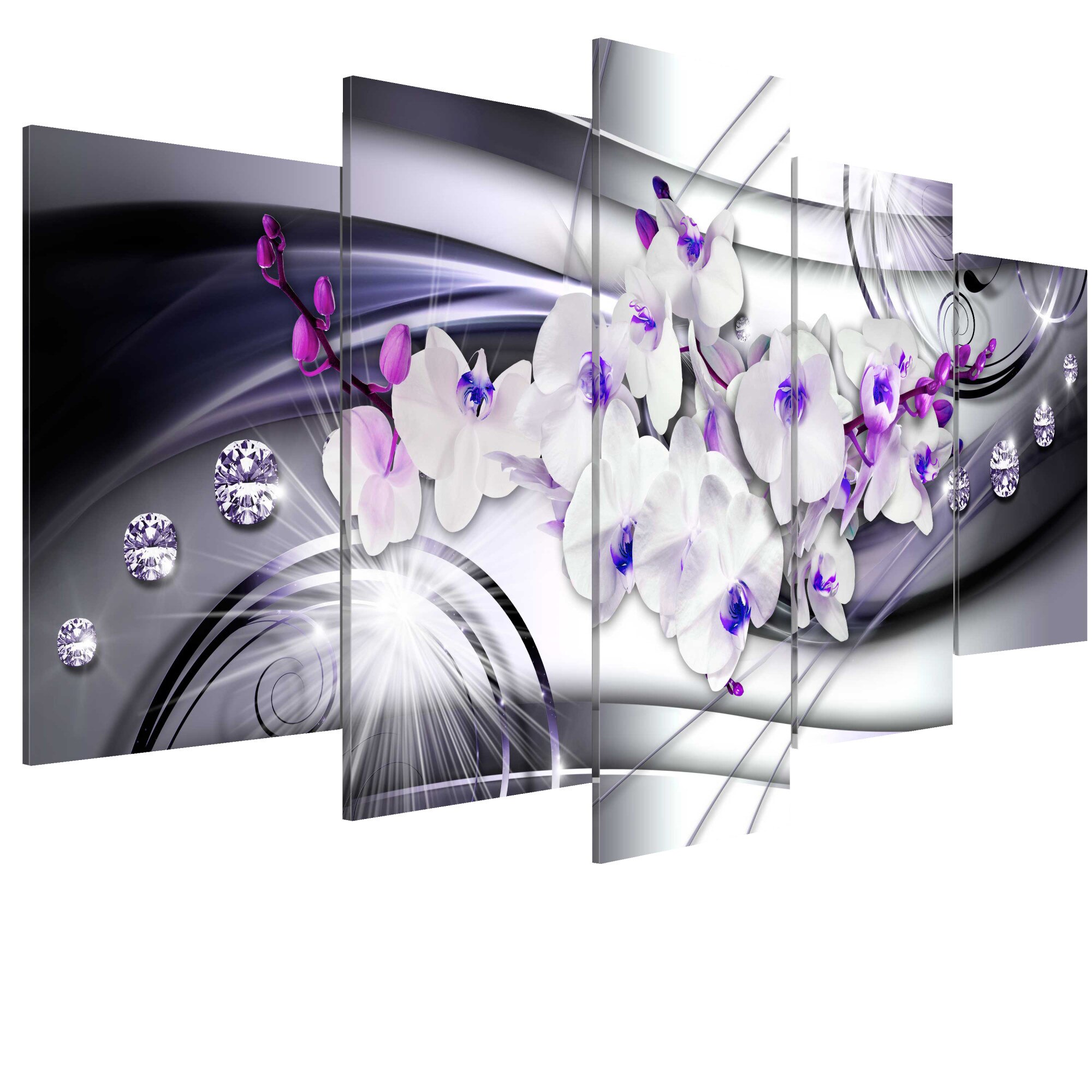 Tablou canvas 5 piese - Racirea Orhideei - 200 x 100 cm