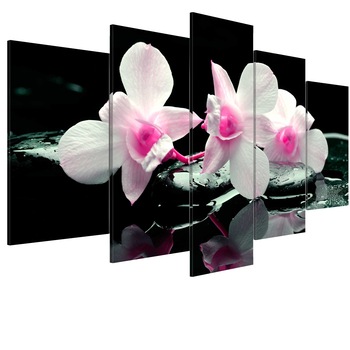 Tablou canvas 5 piese - Restul orhideelor - 100 x 50 cm