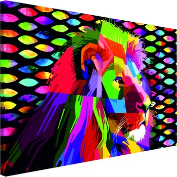 Tablou canvas - Rainbow Lion Wide - 120 x 80 cm