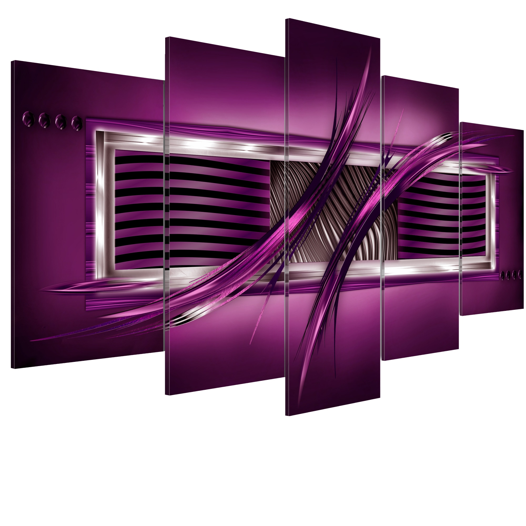 Tablou canvas 5 piese - Ritmul violetului - 100 x 50 cm