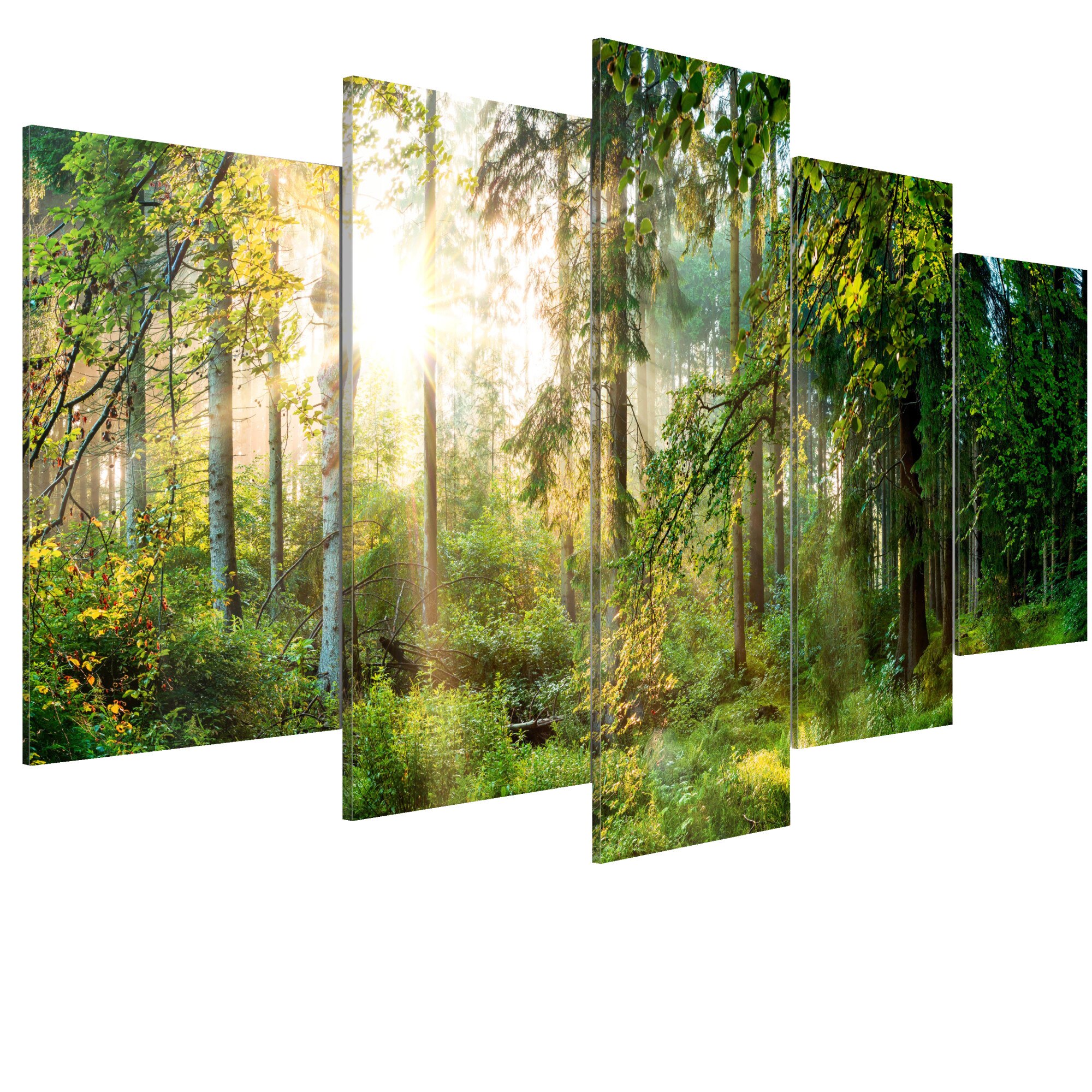 Tablou canvas 5 piese - Sanctuarul verde - 200 x 100 cm