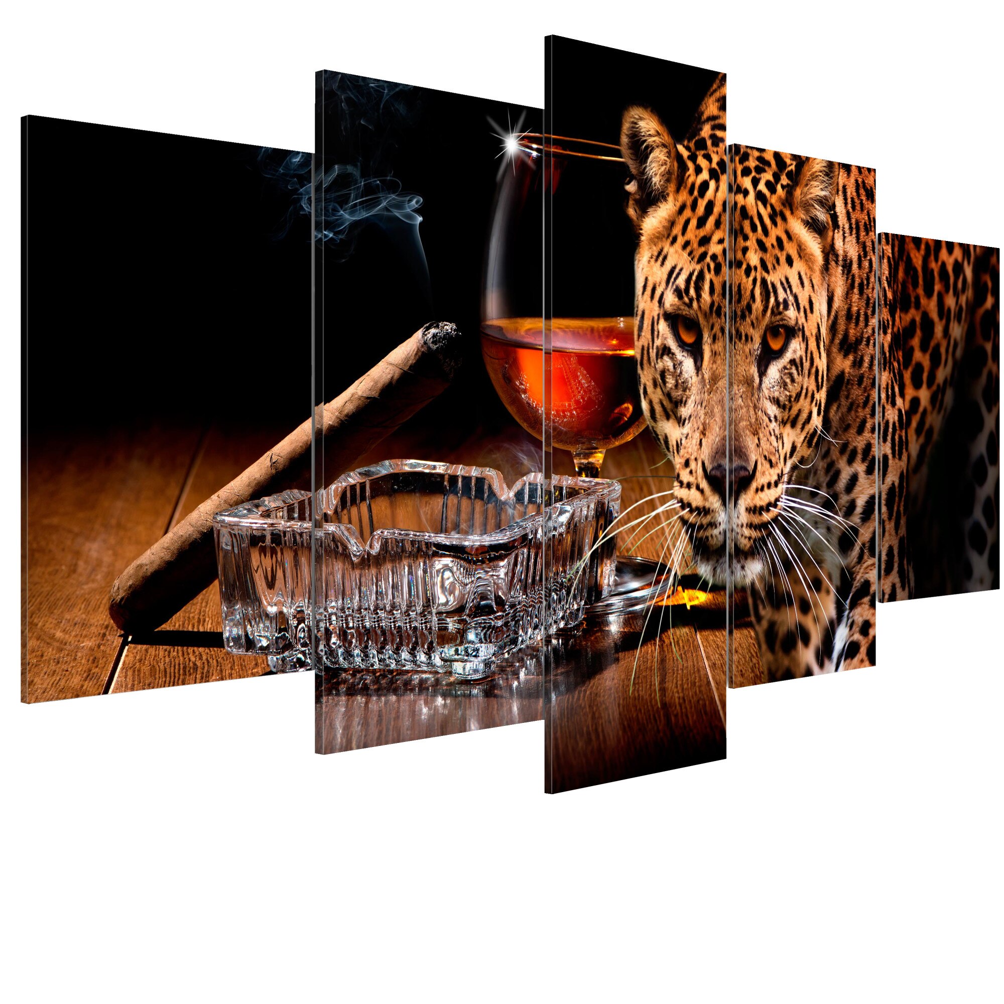 Tablou canvas 5 piese - Predator nocturn - 100 x 50 cm
