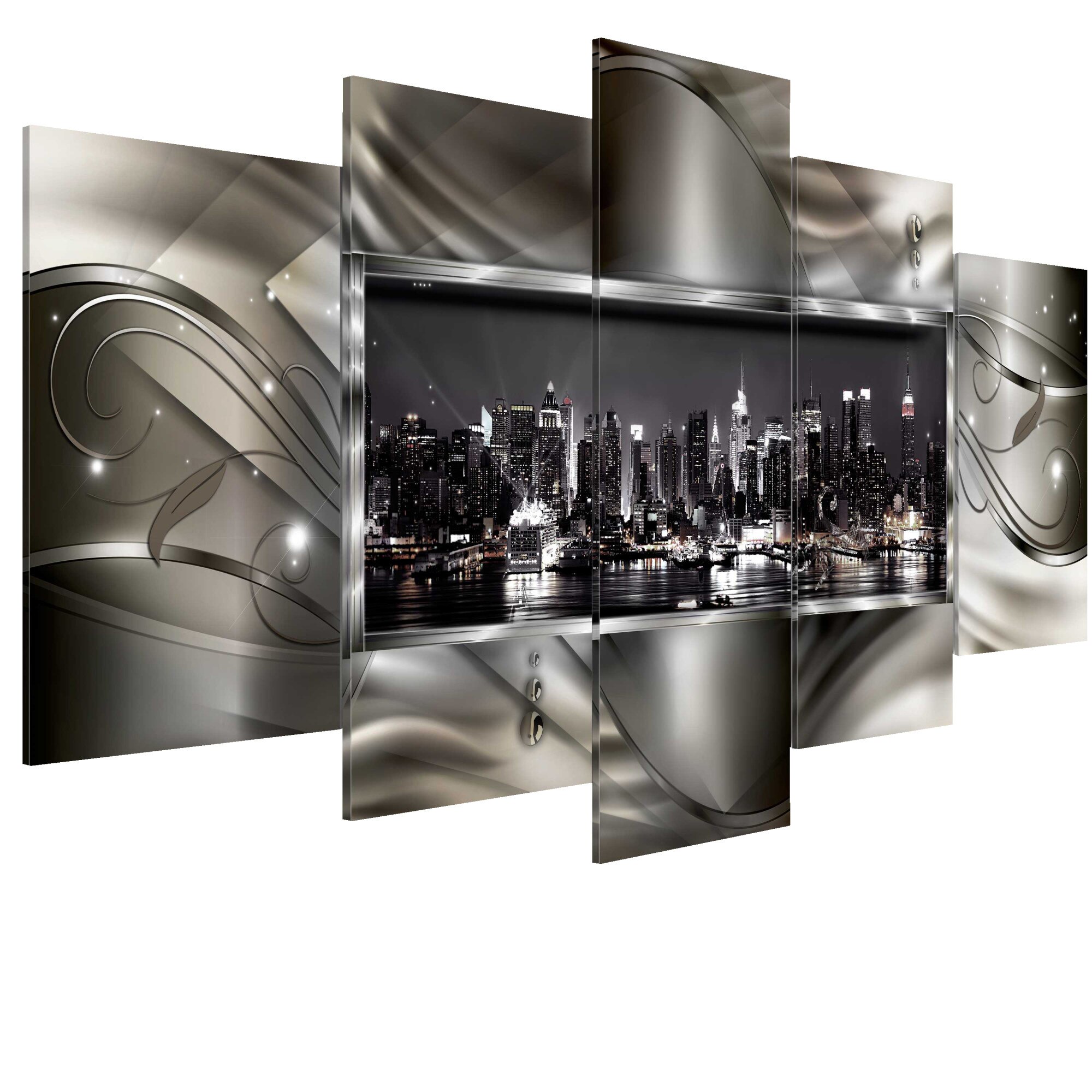 Tablou canvas 5 piese - Noaptea la New York III - 200 x 100 cm