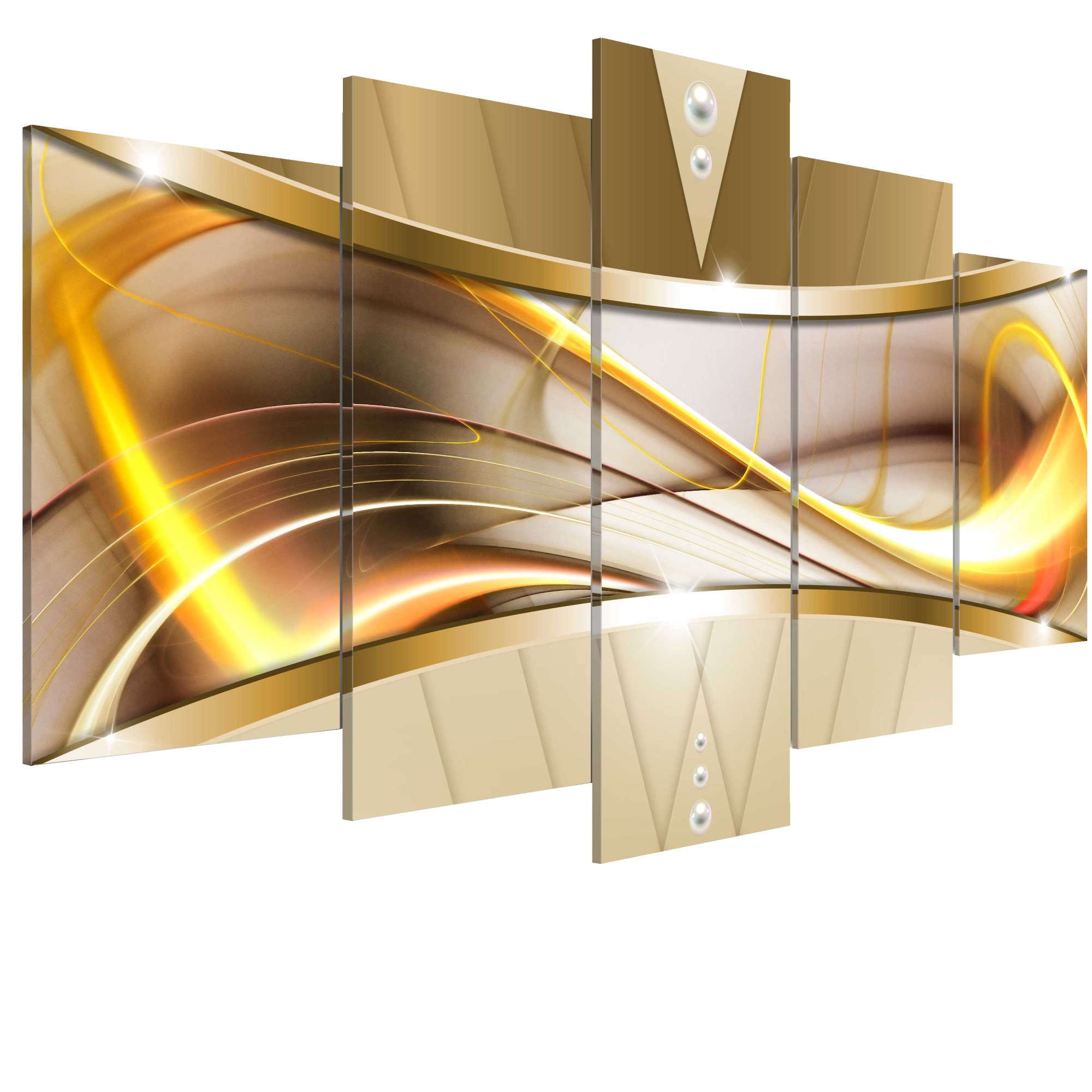 Tablou canvas 5 piese - Improvizatie galbena - 100 x 50 cm