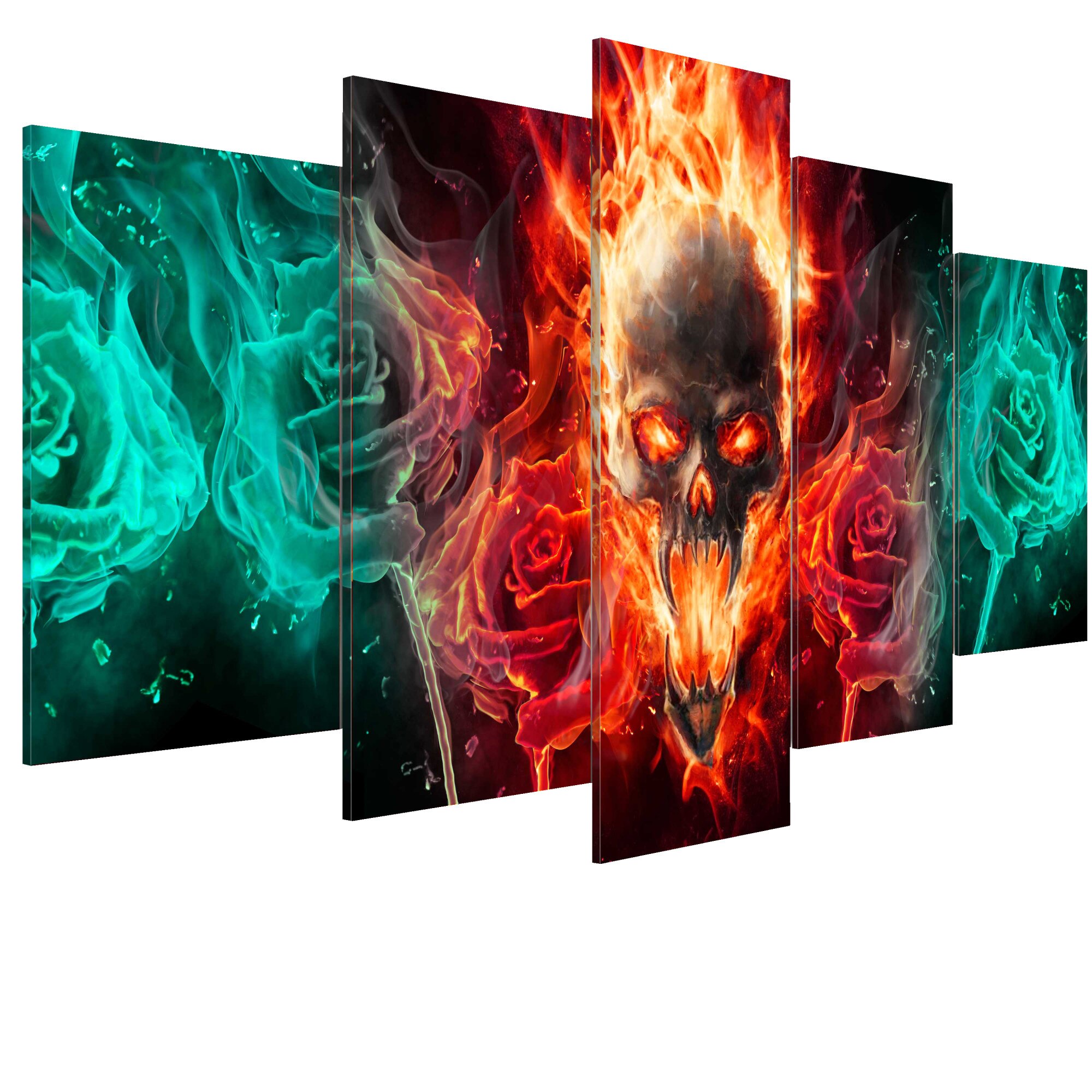 Tablou canvas 5 piese - Focuri Intunecate - 100 x 50 cm