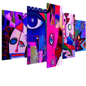 Tablou canvas 5 piese - Circul roz - 100 x 50 cm