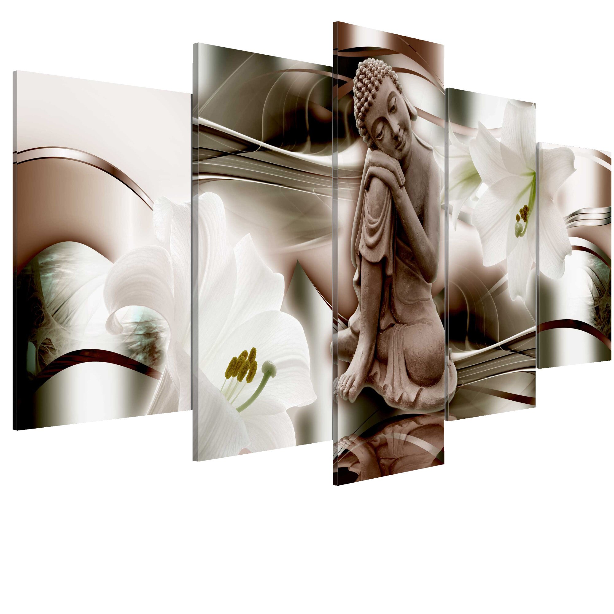 Tablou canvas 5 piese - Buddha pensativ - 200 x 100 cm