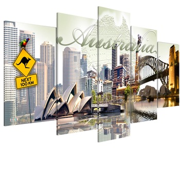 Tablou canvas 5 piese - Bine ati venit In Australia! - 100 x 50 cm Tablou canvas 5 piese - Bine ati venit In Australia! - 100 x 50 cm