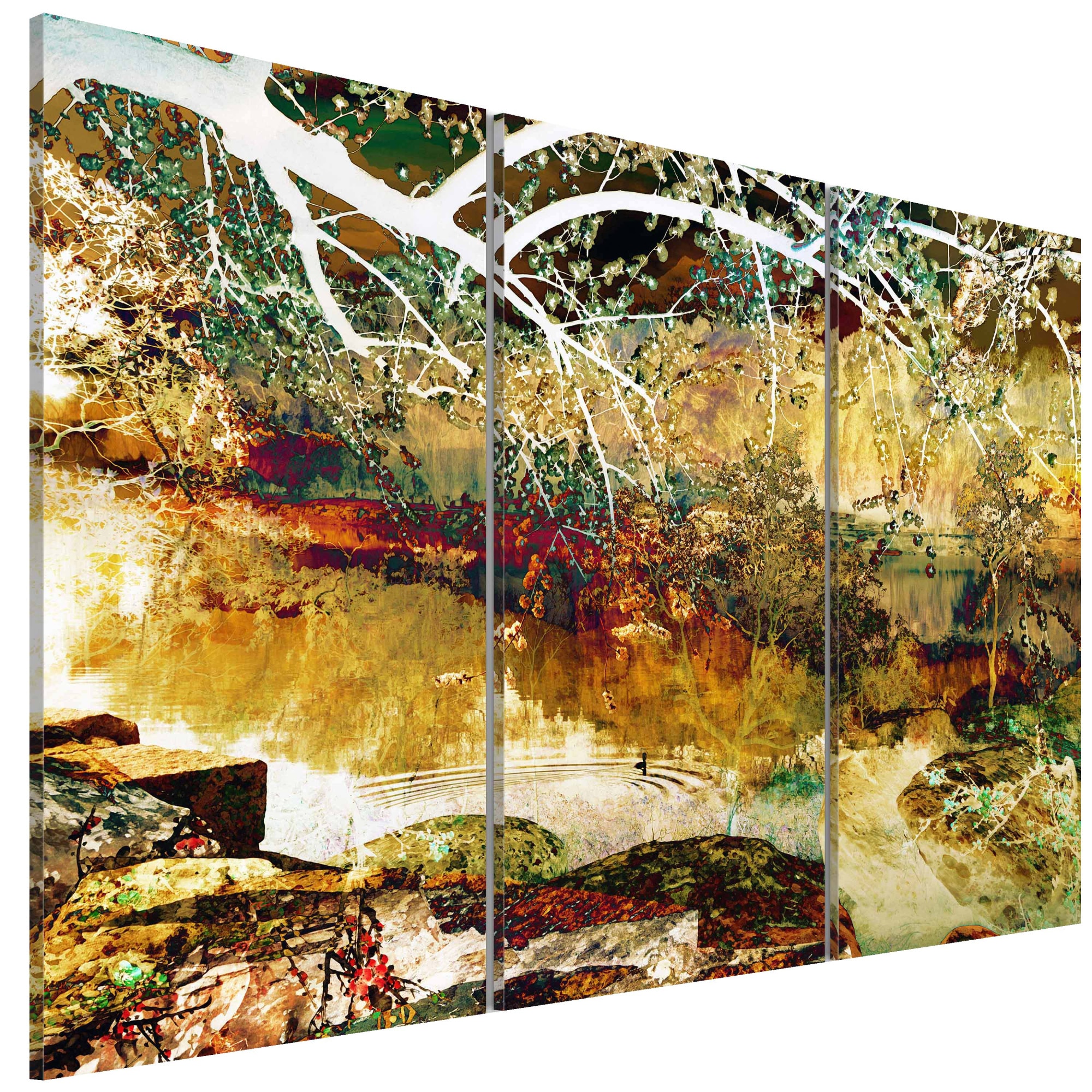 Tablou canvas 3 piese - Lacul iluziilor - 90 x 60 cm
