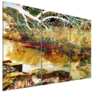 Tablou canvas 3 piese - Lacul iluziilor - 90 x 60 cm Tablou canvas 3 piese - Lacul iluziilor - 90 x 60 cm
