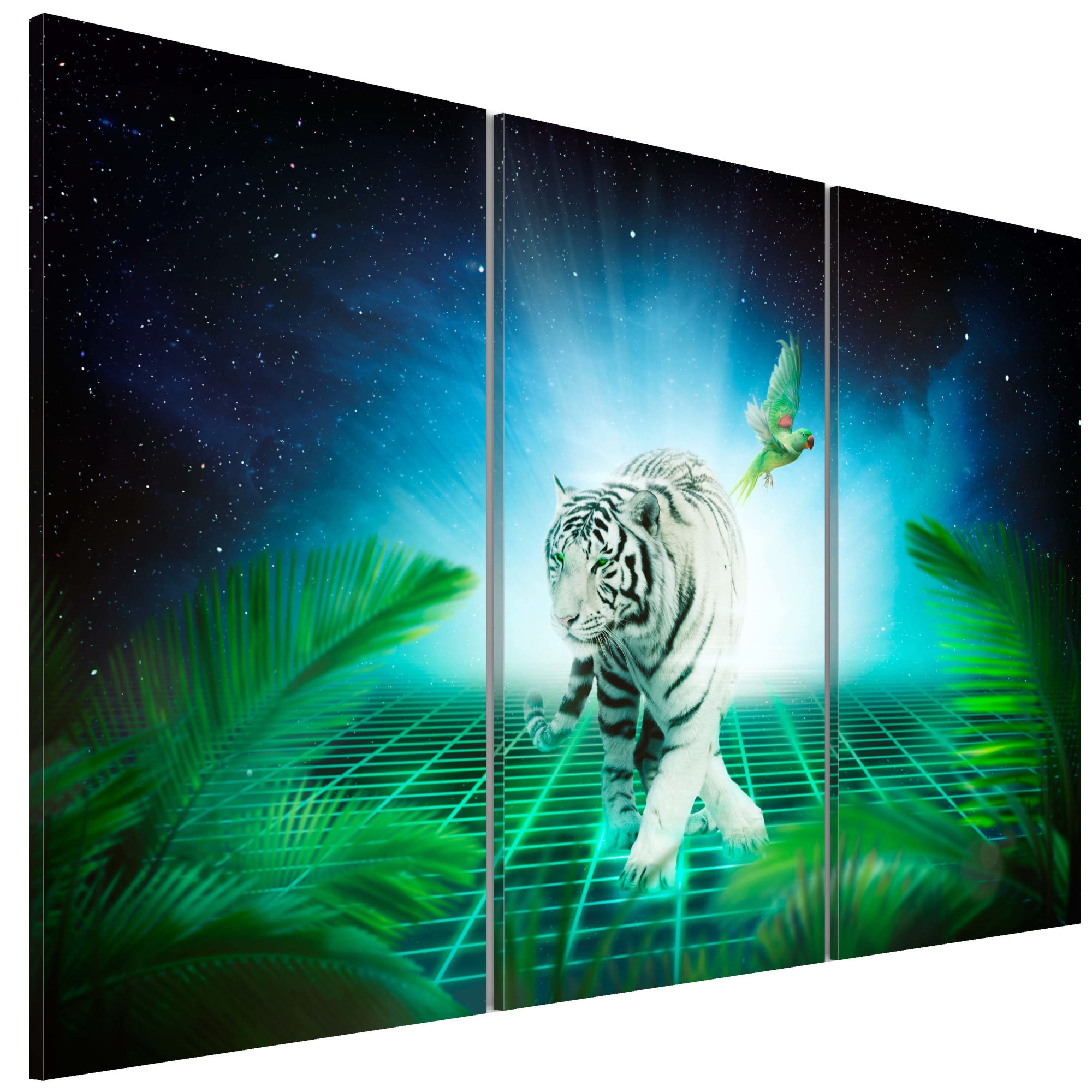 Tablou canvas 3 piese - Tigru de gheata - 90 x 60 cm