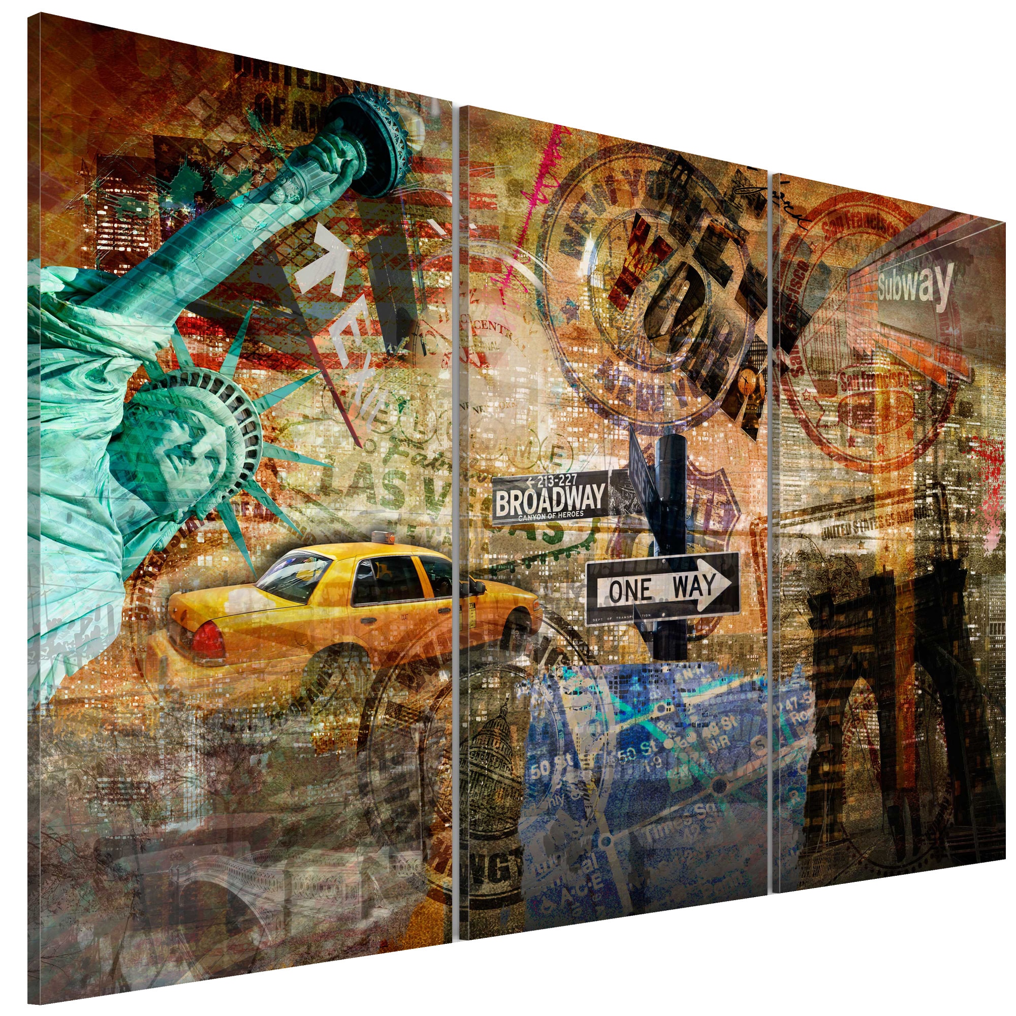 Tablou canvas 3 piese - Esenta NYC - 90 x 60 cm