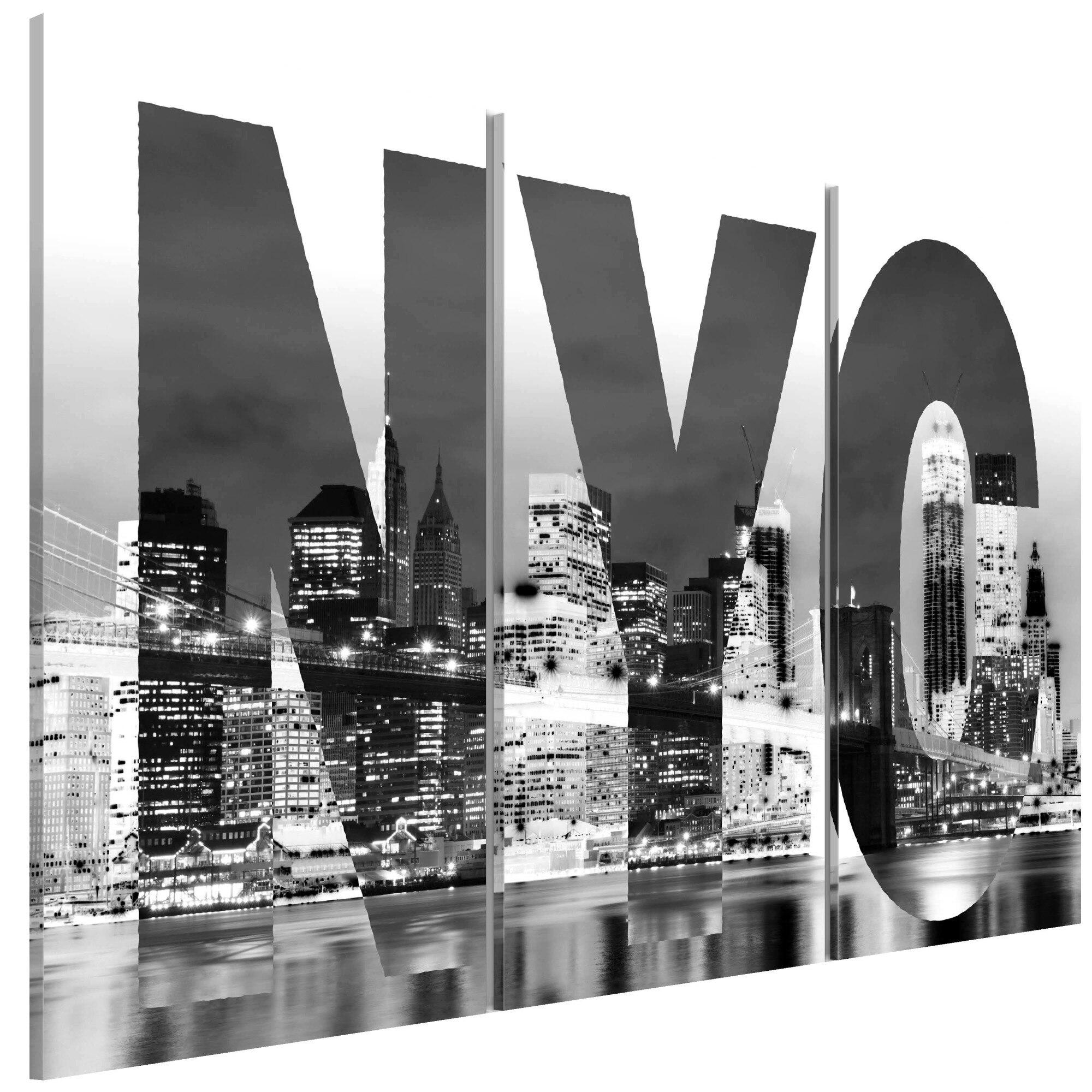 Tablou canvas 3 piese - New York alb-negru - 90 x 60 cm