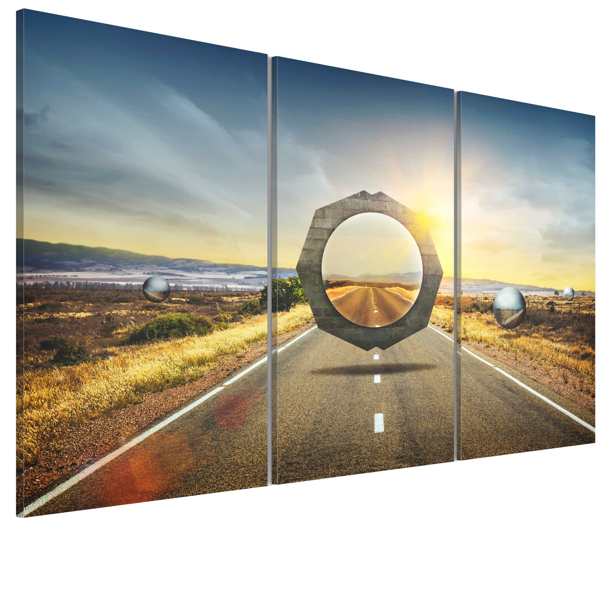 Tablou canvas 3 piese - Mirajul strazii - 90 x 60 cm