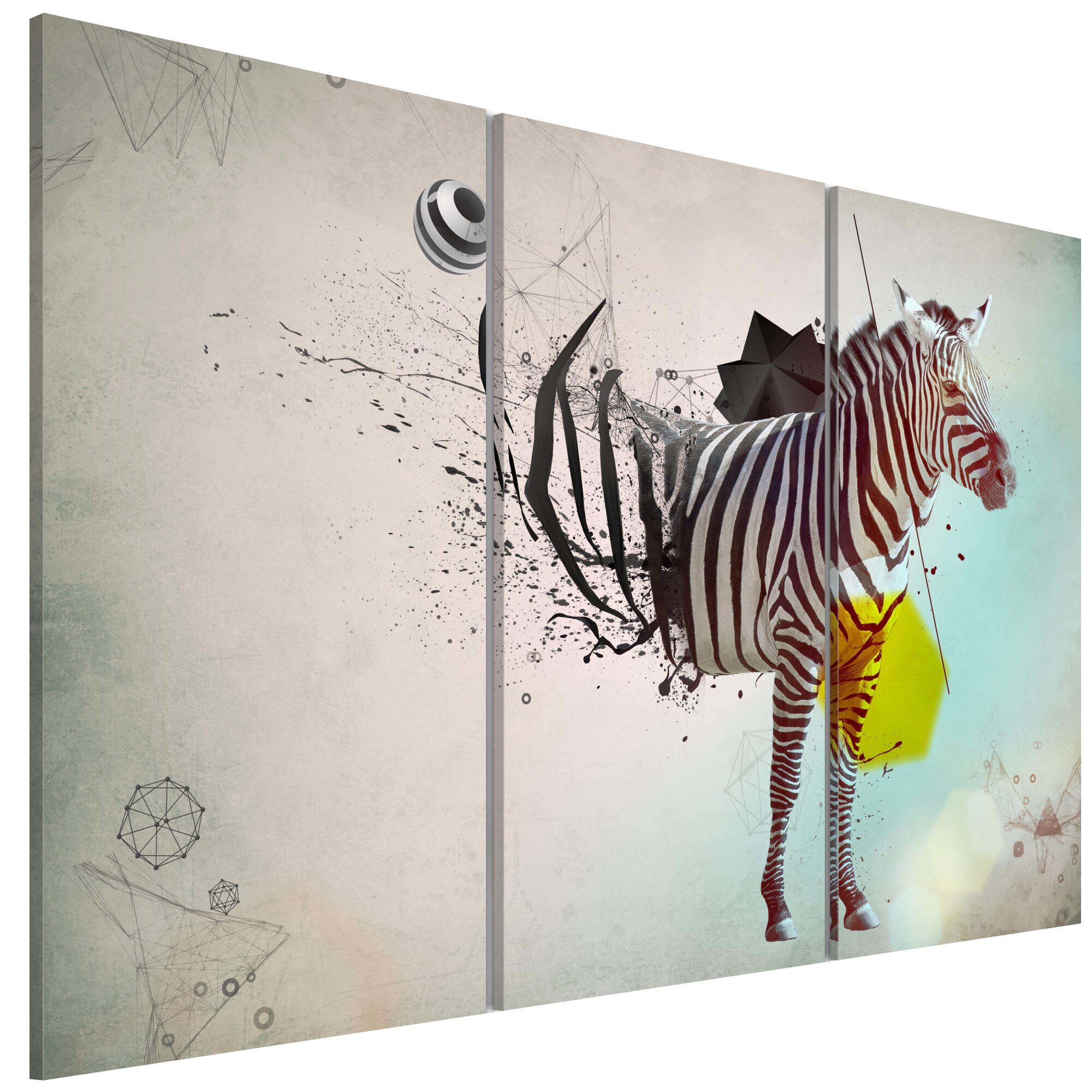 Tablou canvas 3 piese - Abstract de zebra - 90 x 60 cm