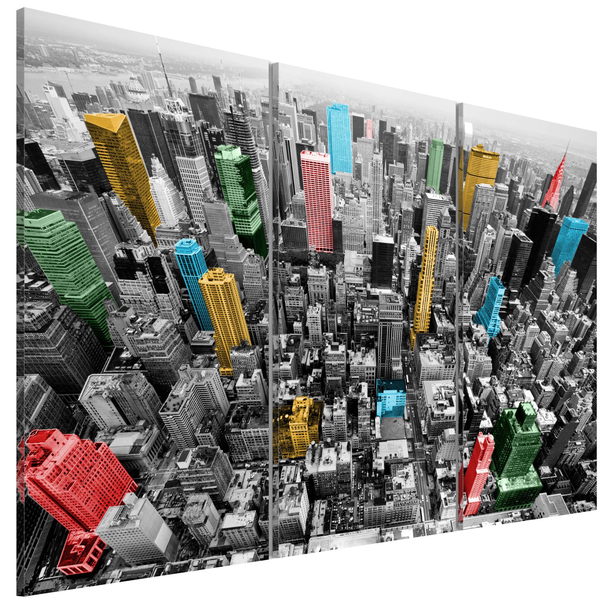 Tablou canvas 3 piese - New York In modelul de culori CMYK - 90 x 60 cm