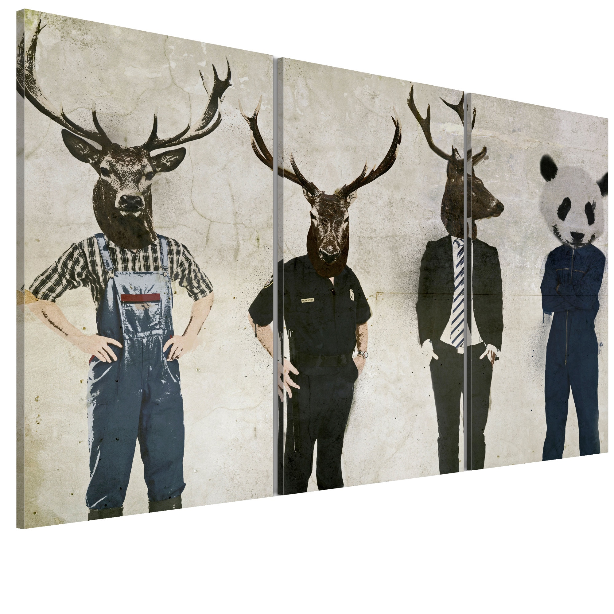 Tablou canvas 3 piese - Oamenii sunt Si animale - 90 x 60 cm