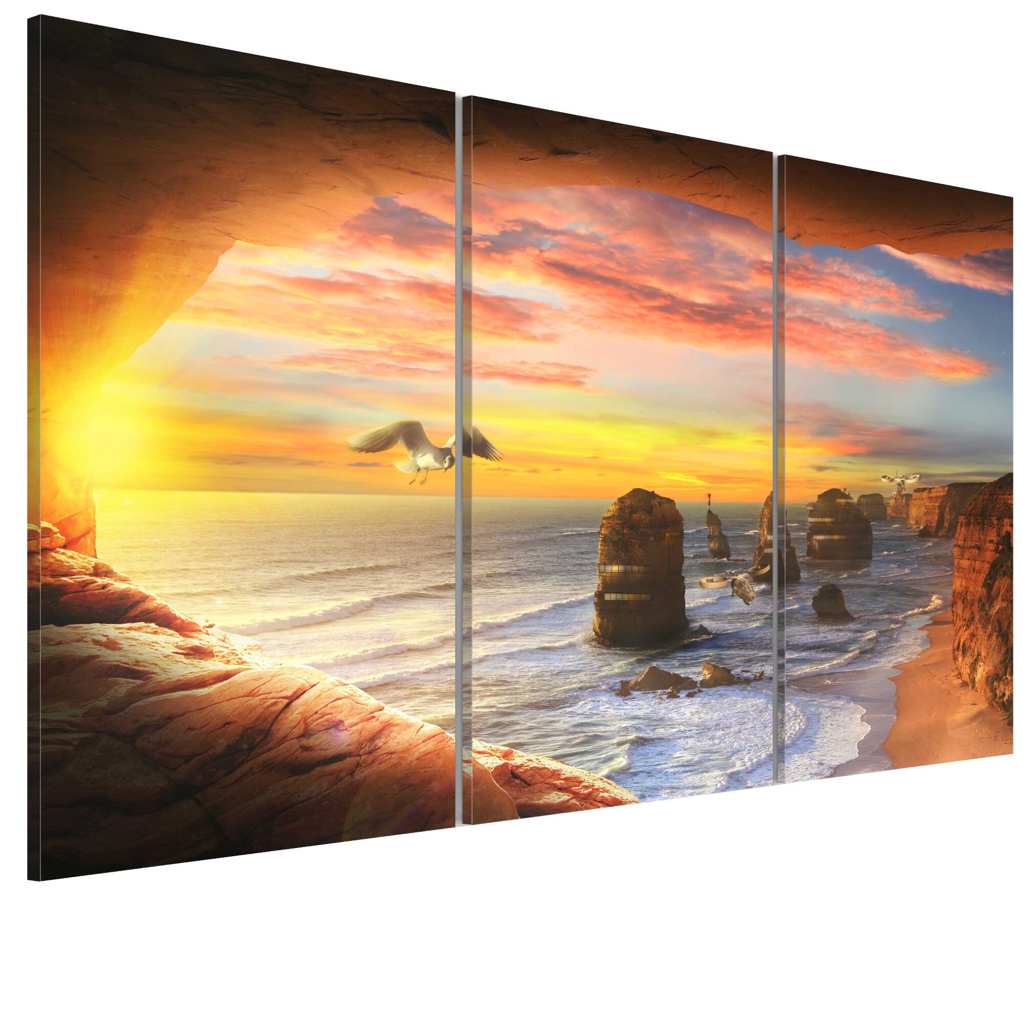 Tablou canvas 3 piese - Plaja Paradis - 90 x 60 cm